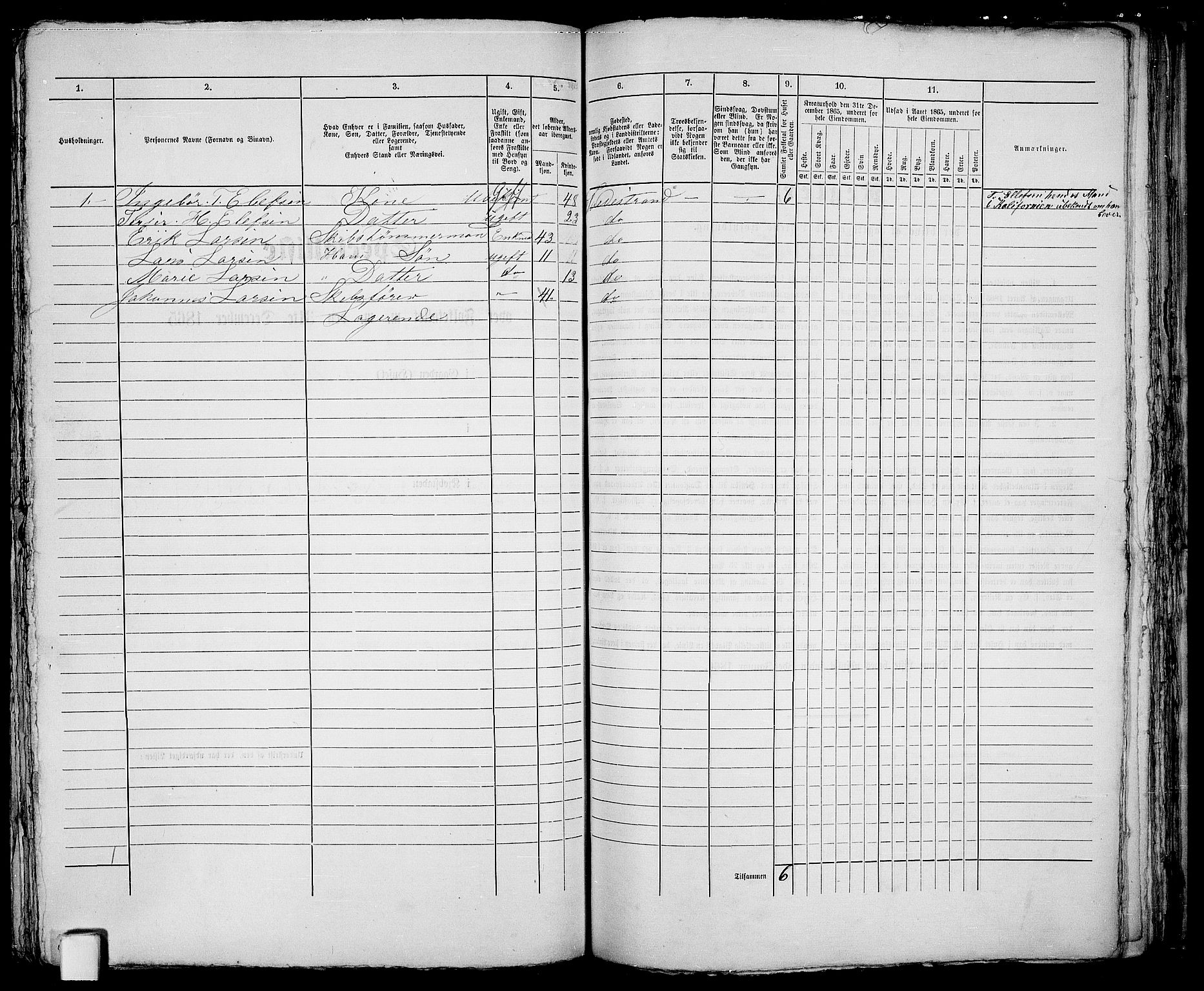 RA, 1865 census for Holt/Tvedestrand, 1865, p. 245