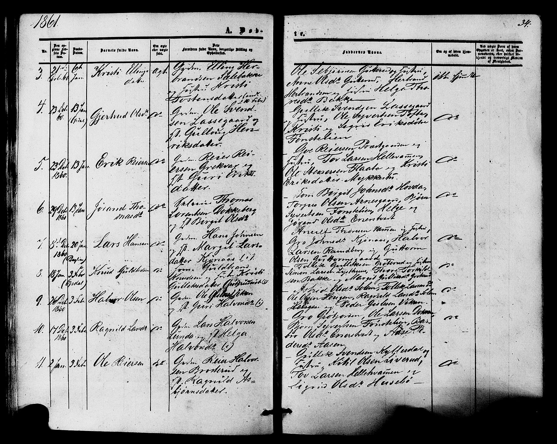 Nore kirkebøker, SAKO/A-238/F/Fa/L0003: Parish register (official) no. I 3, 1858-1866, p. 34