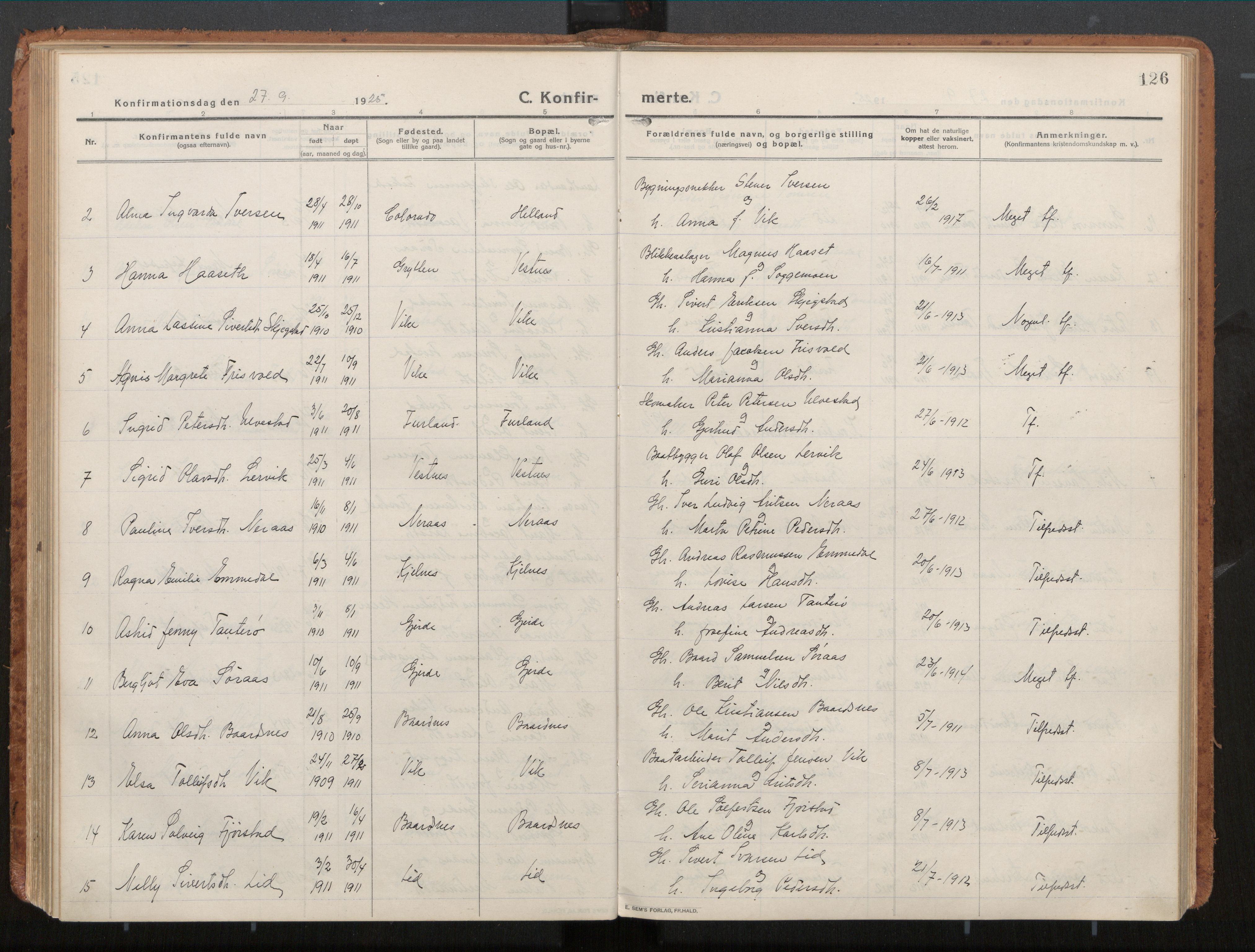 Ministerialprotokoller, klokkerbøker og fødselsregistre - Møre og Romsdal, AV/SAT-A-1454/539/L0534a: Parish register (official) no. 539A08, 1912-1935, p. 126