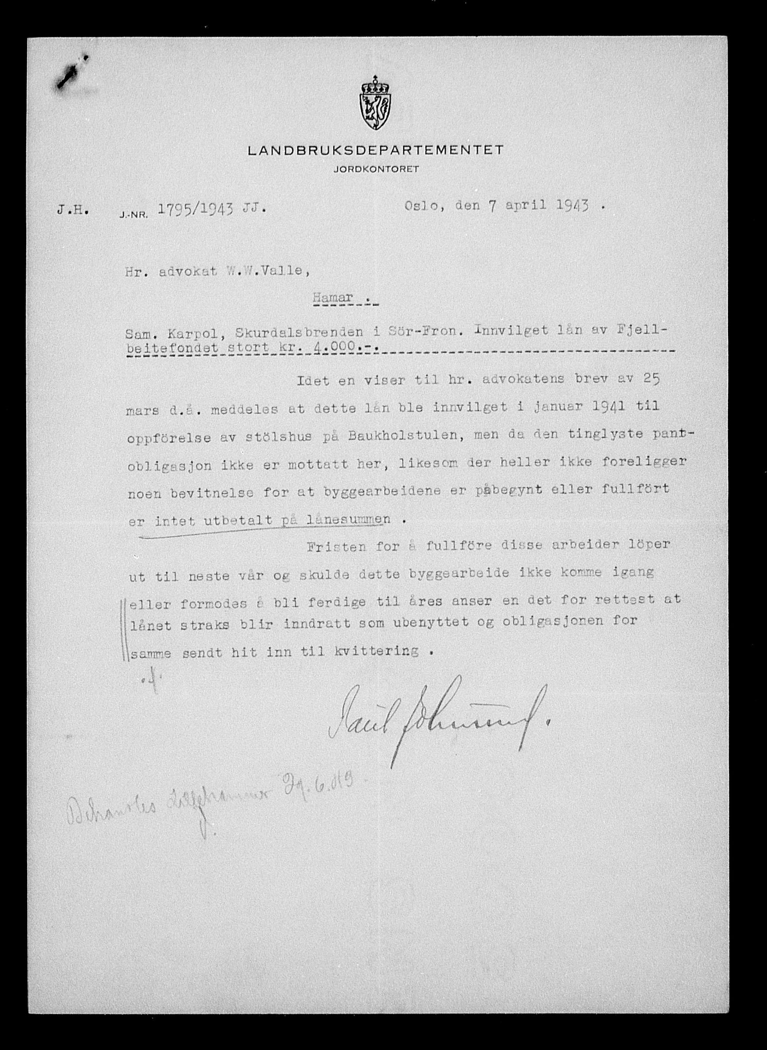 Justisdepartementet, Tilbakeføringskontoret for inndratte formuer, AV/RA-S-1564/H/Hc/Hcc/L0949: --, 1945-1947, p. 611