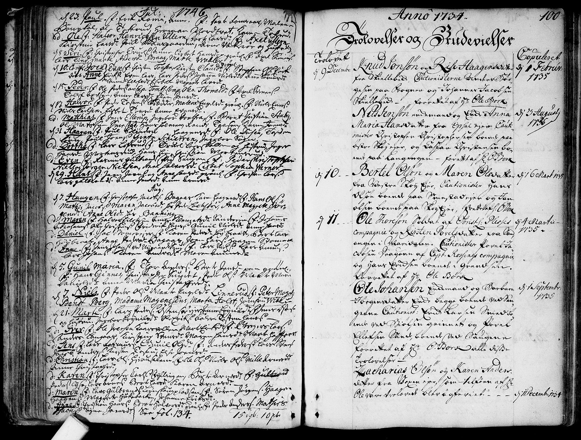 Aker prestekontor kirkebøker, SAO/A-10861/F/L0007: Parish register (official) no. 7, 1734-1748, p. 100