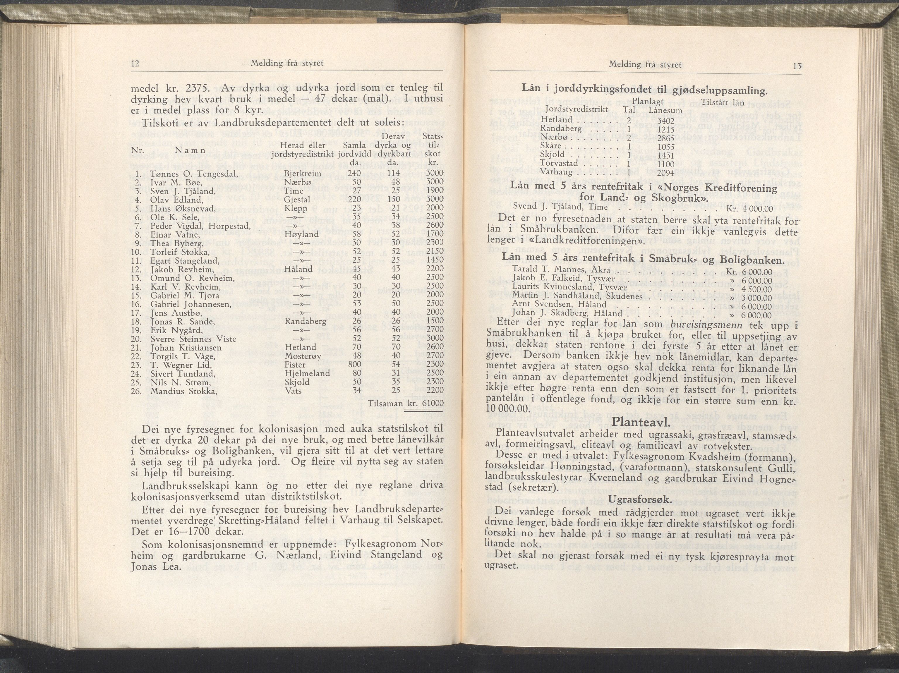 Rogaland fylkeskommune - Fylkesrådmannen , IKAR/A-900/A/Aa/Aaa/L0045: Møtebok , 1926, p. 12-13