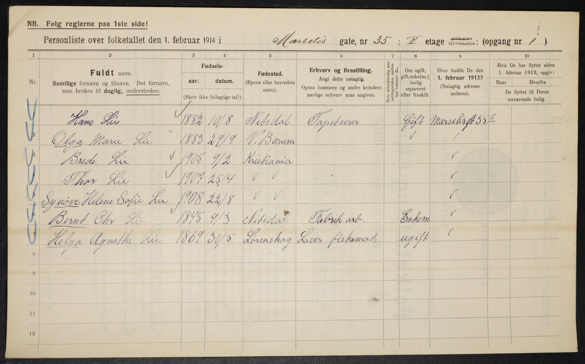 OBA, Municipal Census 1914 for Kristiania, 1914, p. 64630