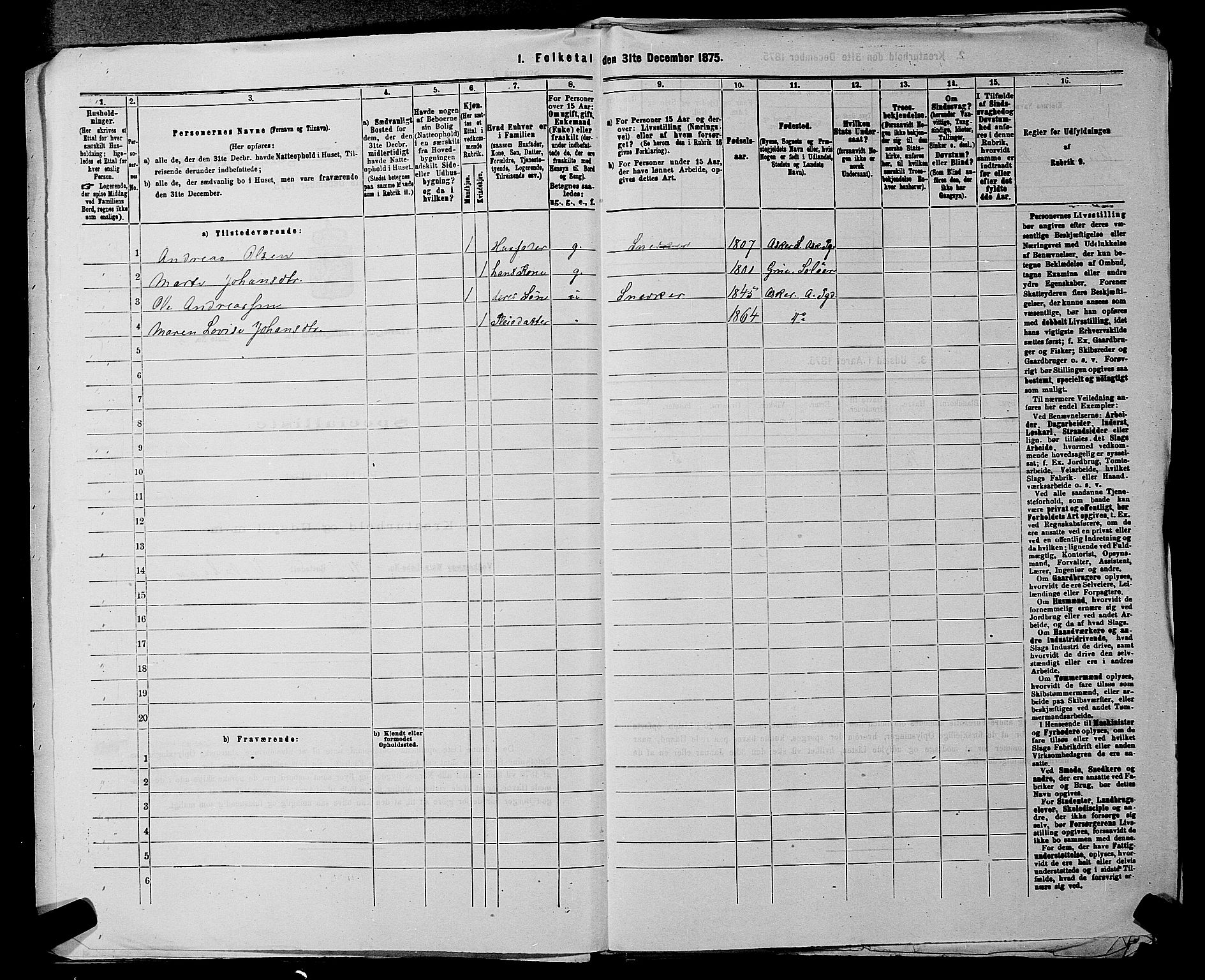 RA, 1875 census for 0220P Asker, 1875, p. 487