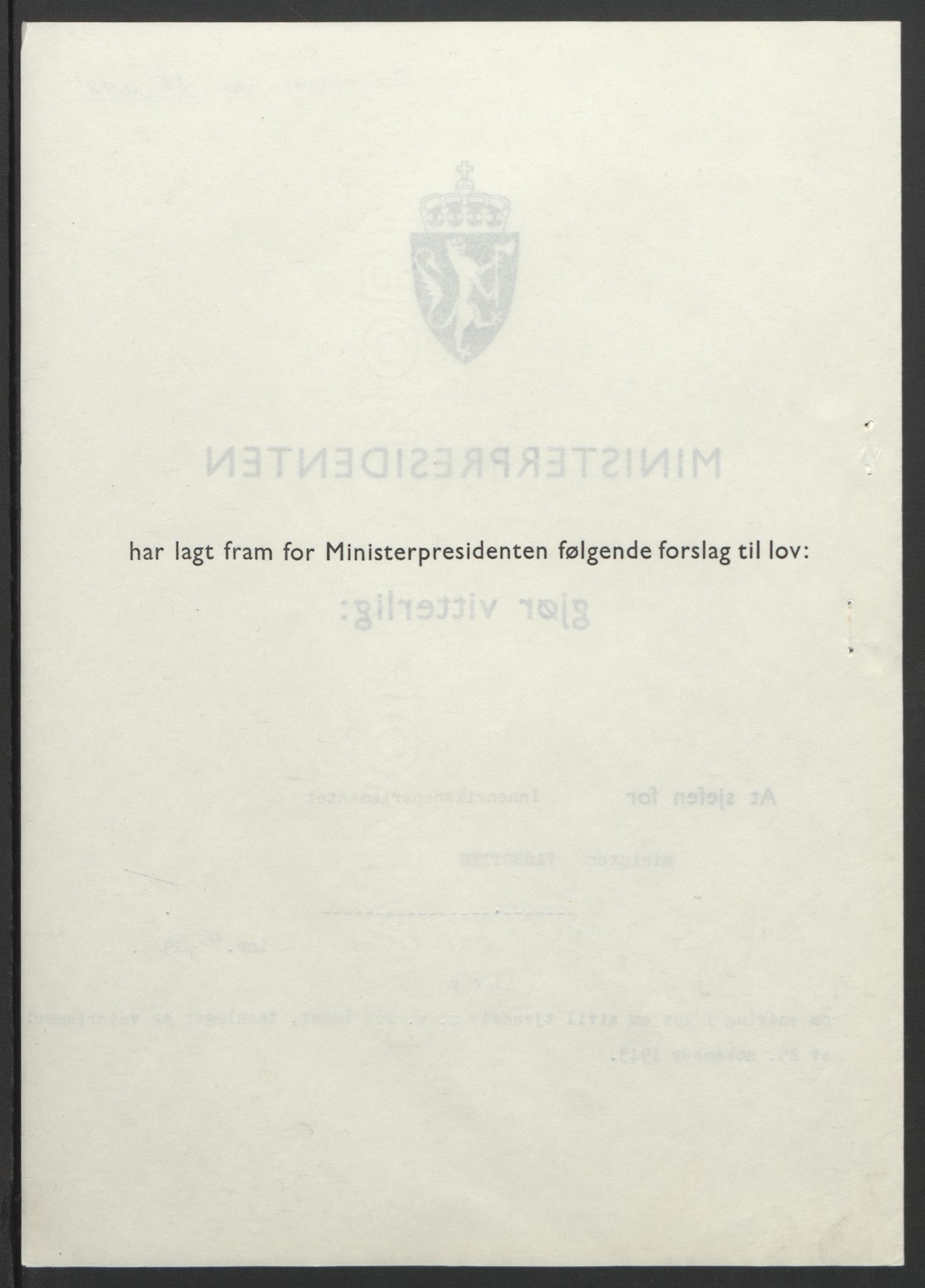 NS-administrasjonen 1940-1945 (Statsrådsekretariatet, de kommisariske statsråder mm), AV/RA-S-4279/D/Db/L0101/0001: -- / Lover og vedtak, 1945, p. 171