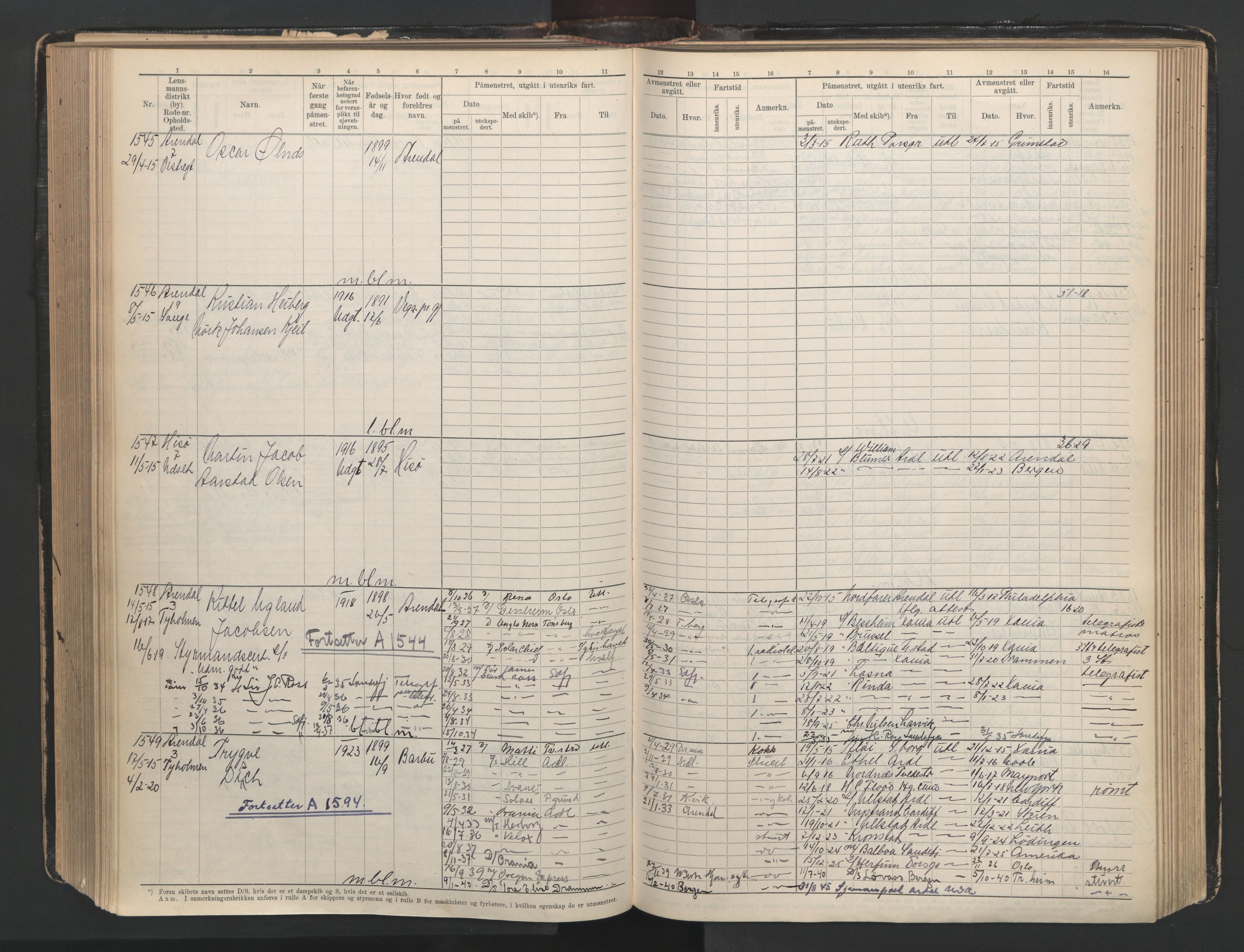 Arendal mønstringskrets, AV/SAK-2031-0012/F/Fb/L0003: Hovedrulle A nr 1-2495, E-4, 1899-1949, p. 320