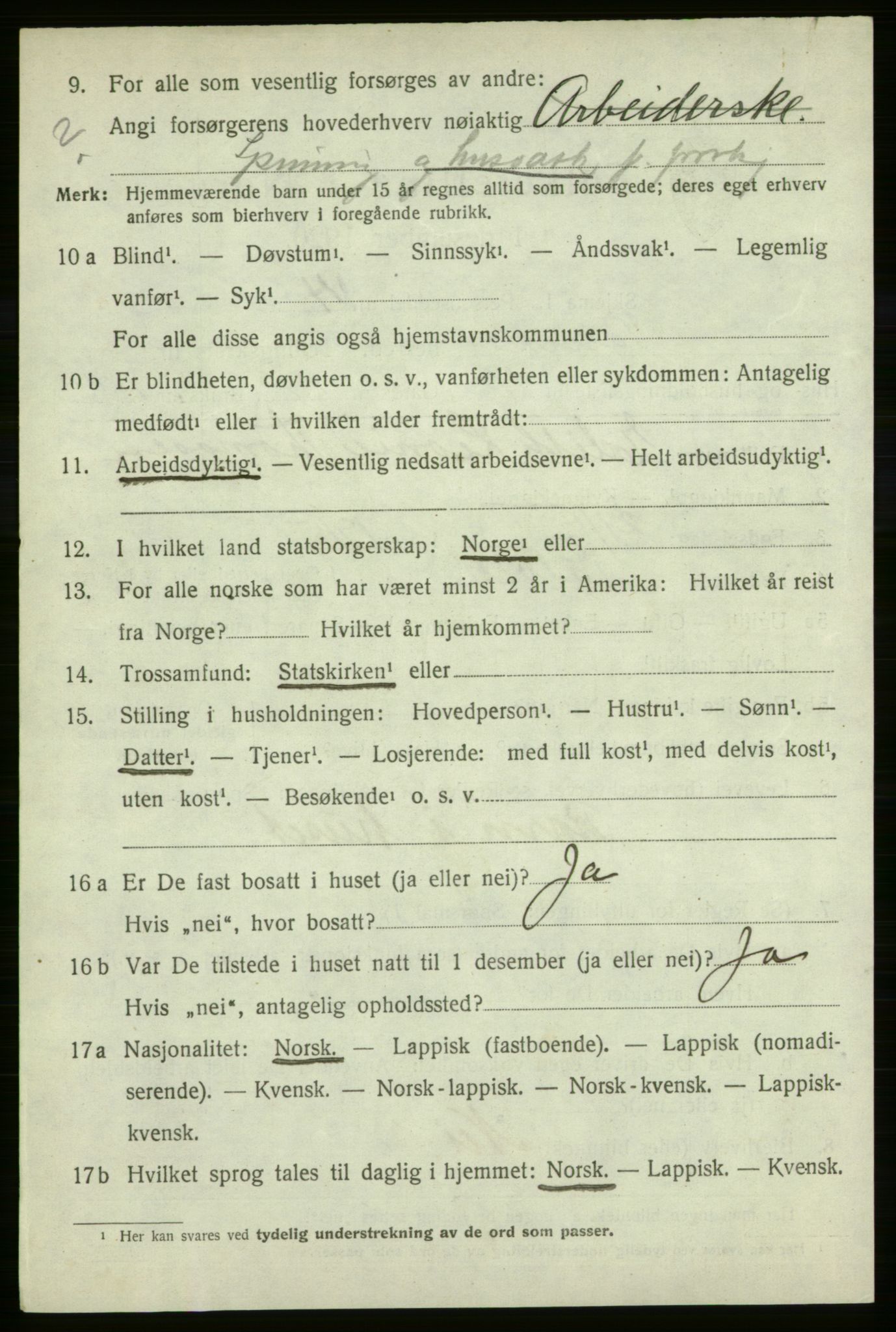SATØ, 1920 census for Talvik, 1920, p. 3315
