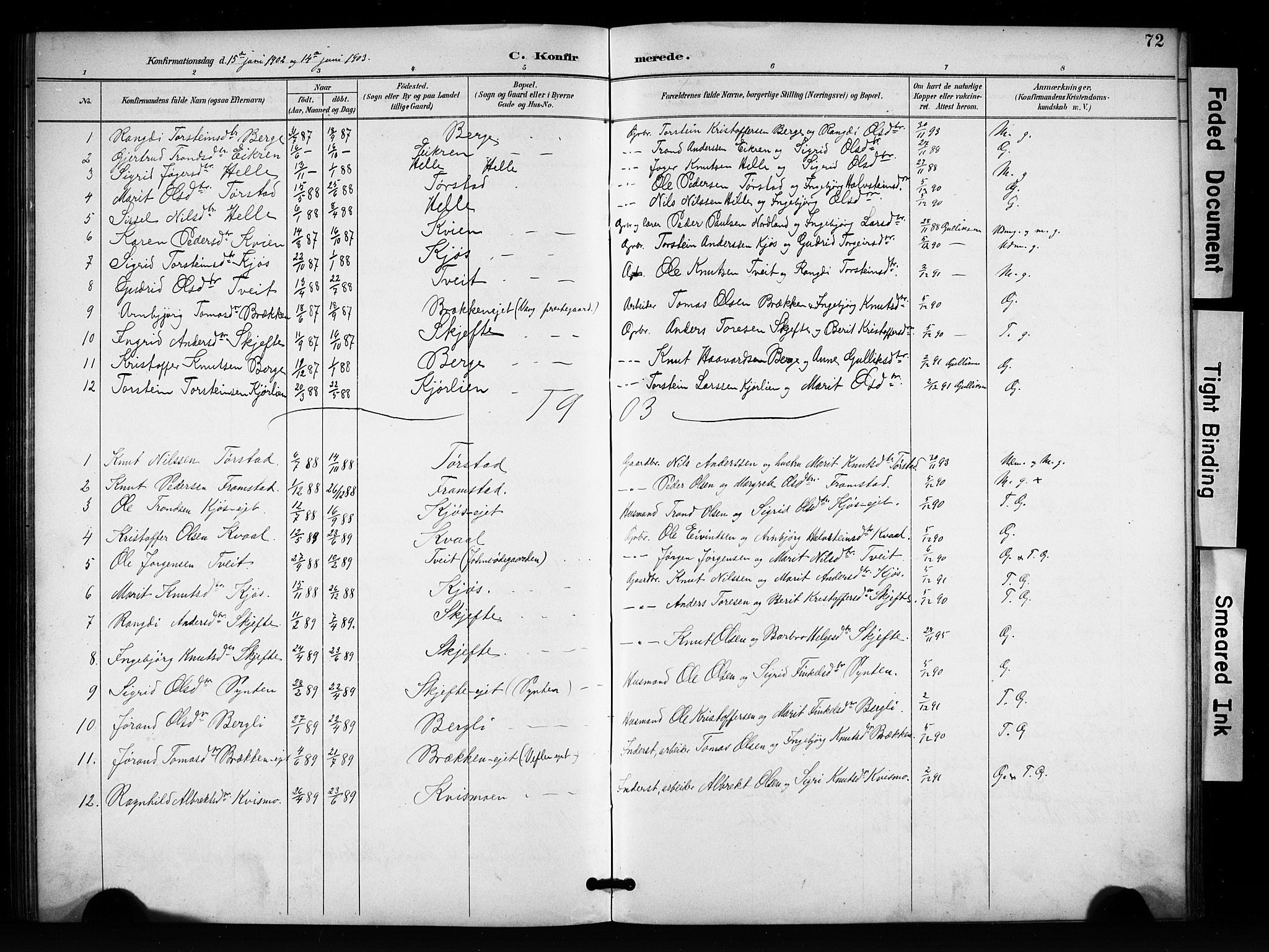 Vang prestekontor, Valdres, SAH/PREST-140/H/Hb/L0007: Parish register (copy) no. 7, 1893-1924, p. 72
