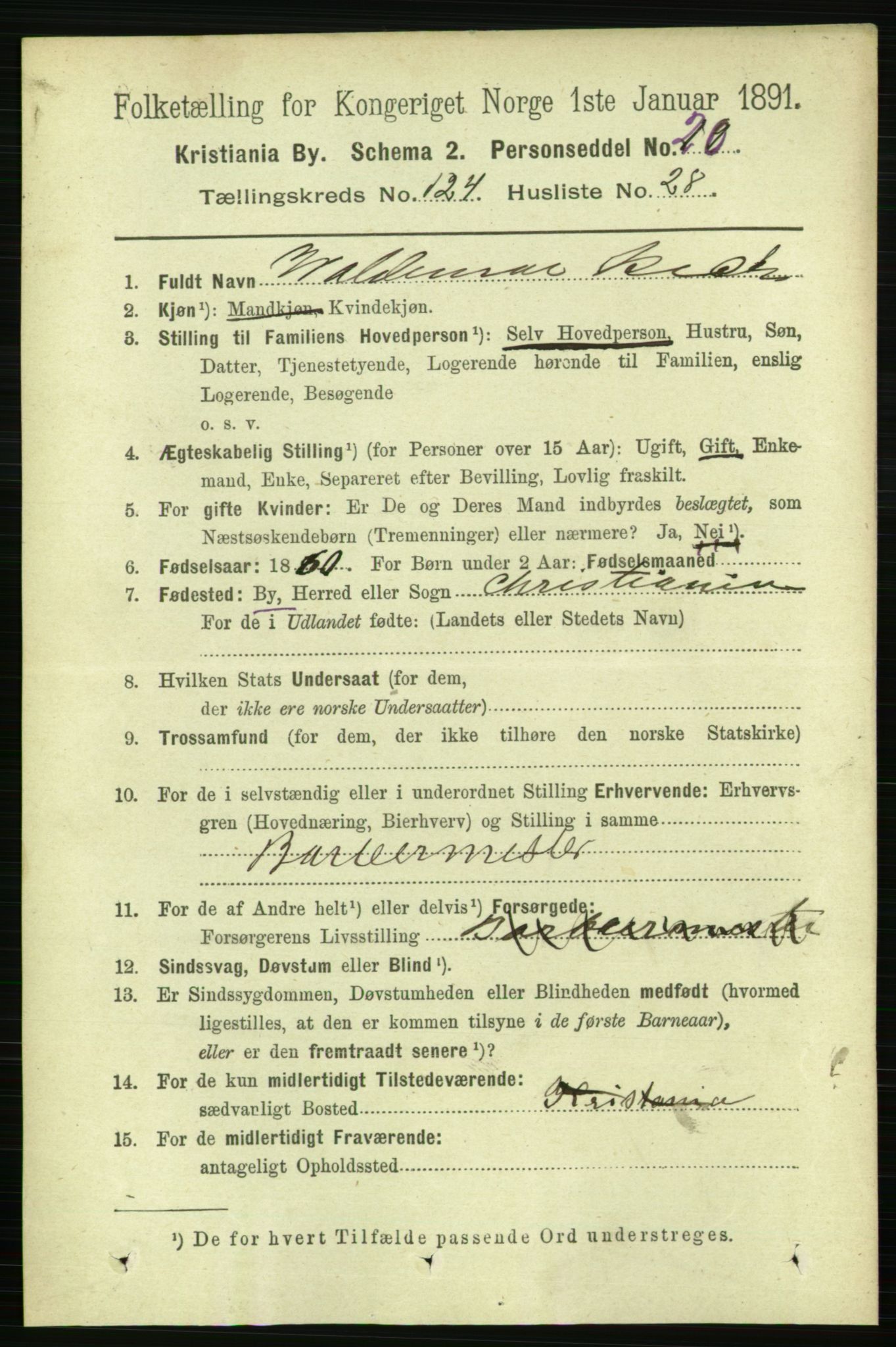 RA, 1891 census for 0301 Kristiania, 1891, p. 66053