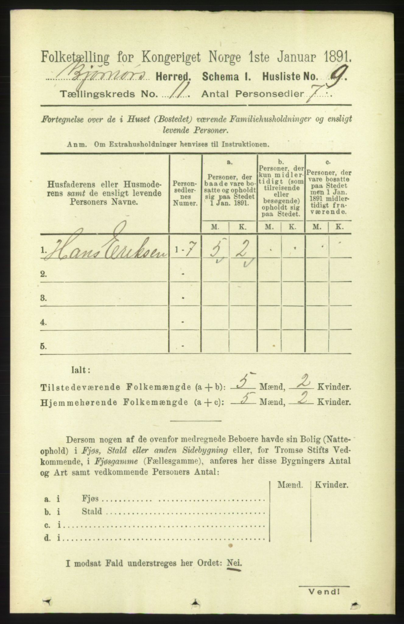 RA, 1891 census for 1632 Bjørnør, 1891, p. 4612