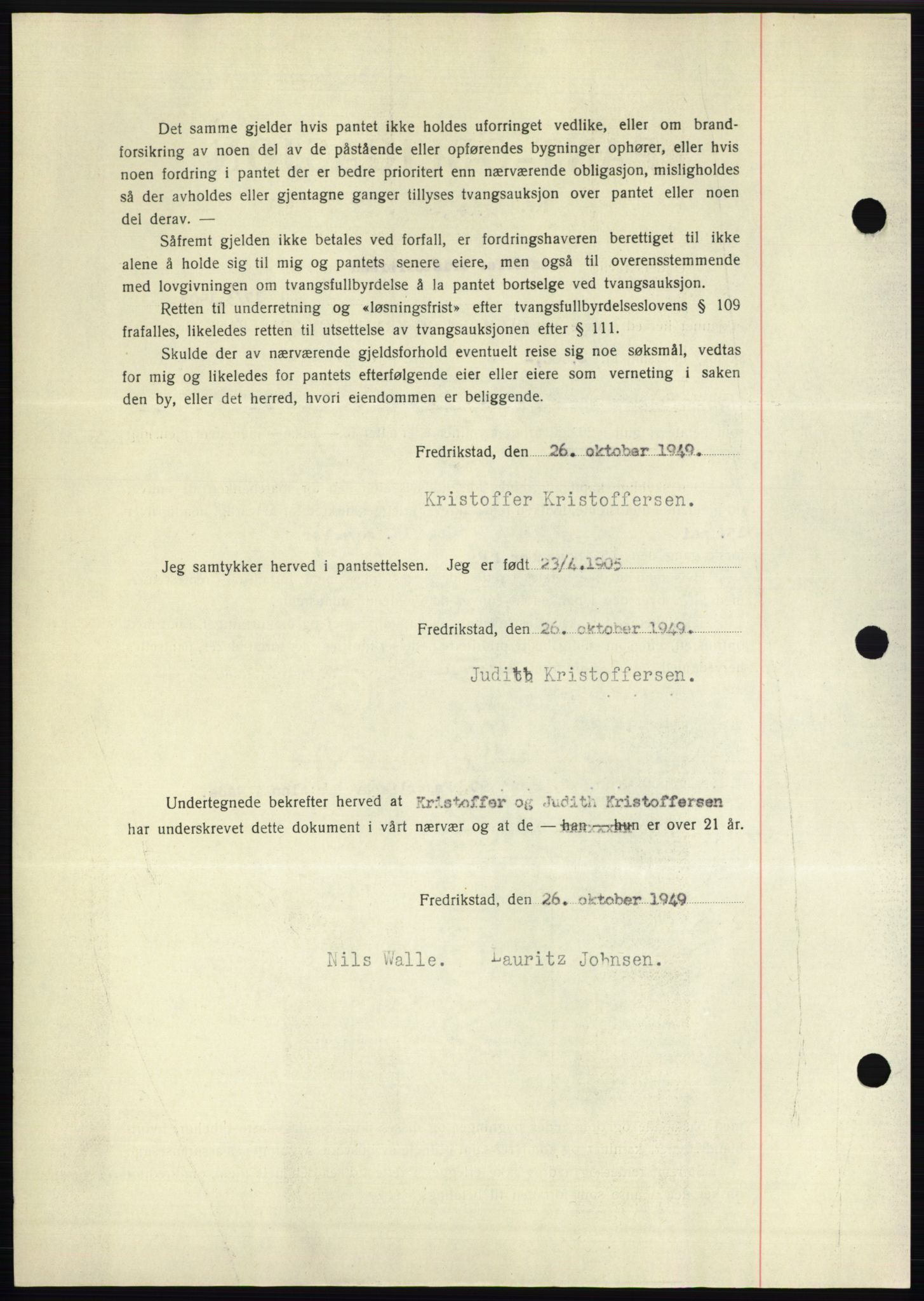 Moss sorenskriveri, SAO/A-10168: Mortgage book no. B23, 1949-1950, Diary no: : 3321/1949