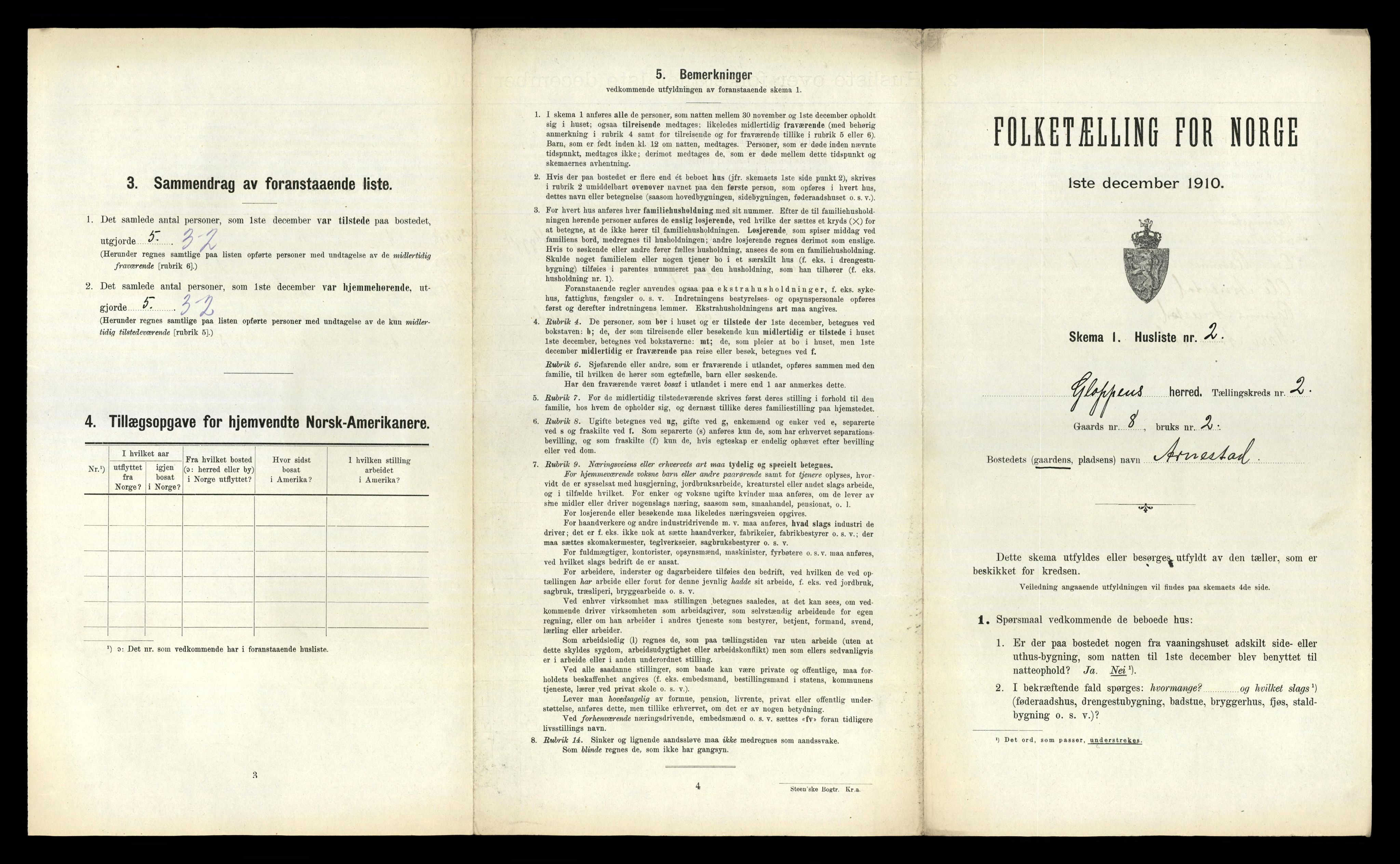 RA, 1910 census for Gloppen, 1910, p. 150