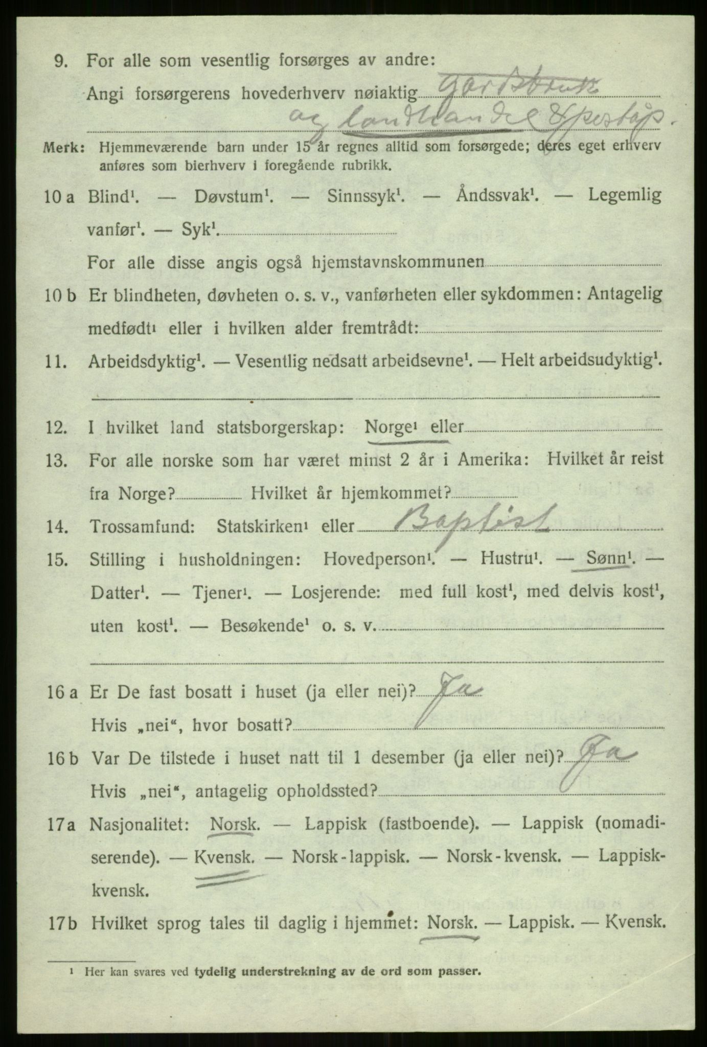 SATØ, 1920 census for Balsfjord, 1920, p. 3255