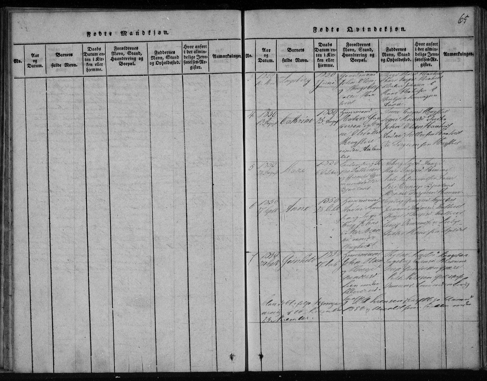 Lårdal kirkebøker, SAKO/A-284/F/Fa/L0005: Parish register (official) no. I 5, 1815-1860, p. 65