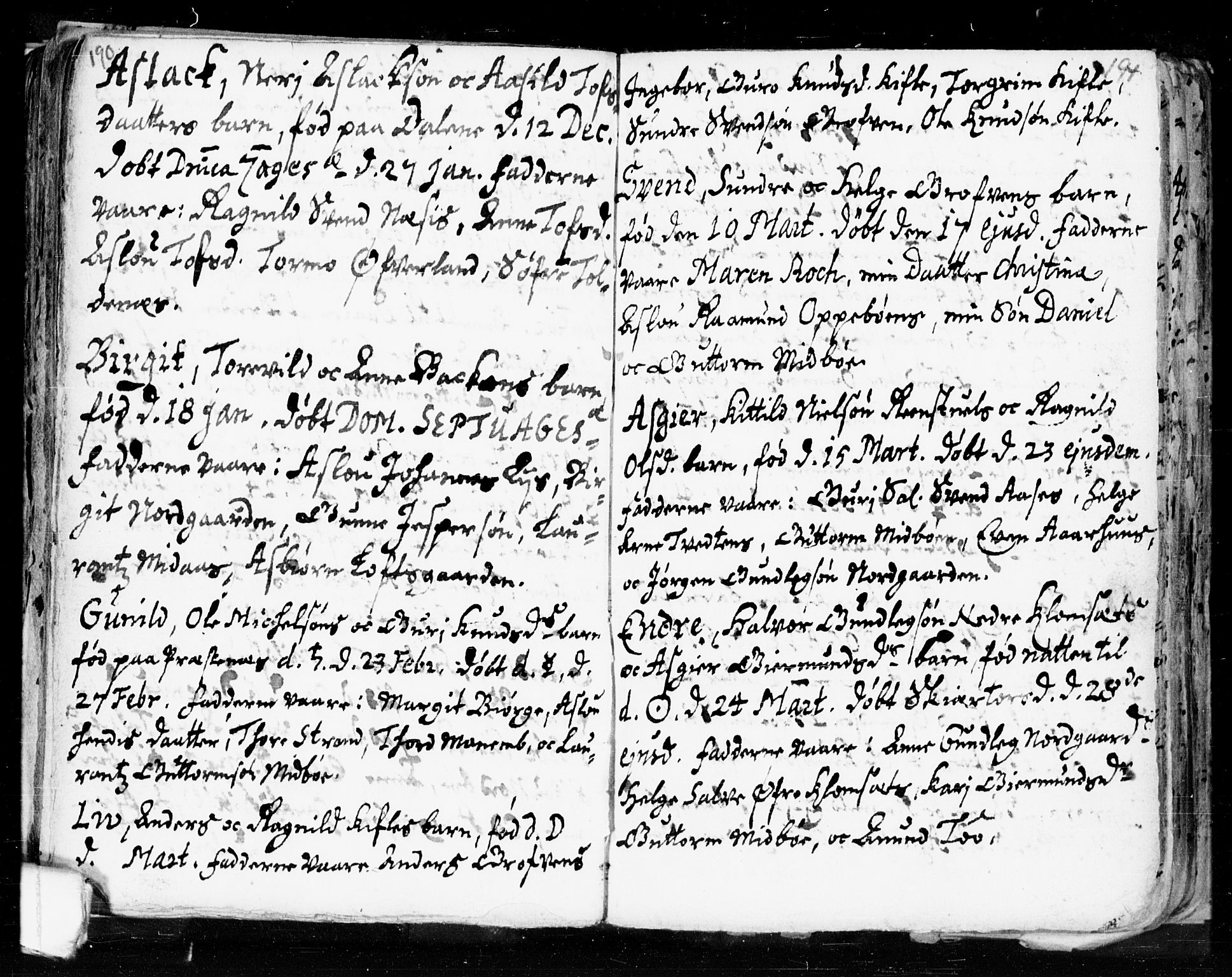 Seljord kirkebøker, SAKO/A-20/F/Fa/L0002: Parish register (official) no. I 2, 1689-1713, p. 190-191