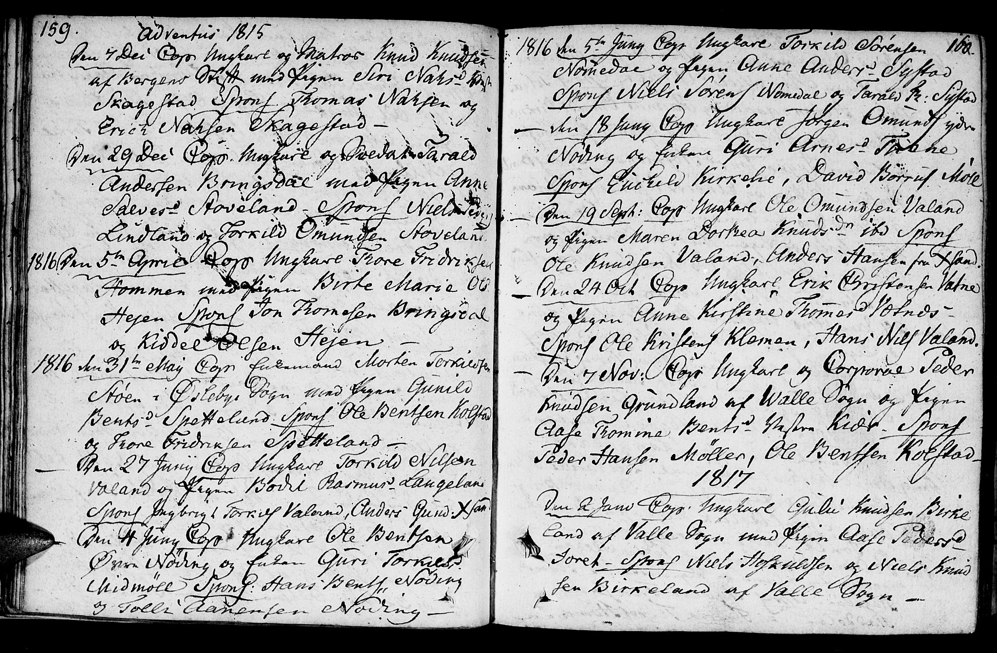 Holum sokneprestkontor, AV/SAK-1111-0022/F/Fa/Faa/L0003: Parish register (official) no. A 3, 1780-1821, p. 159-160