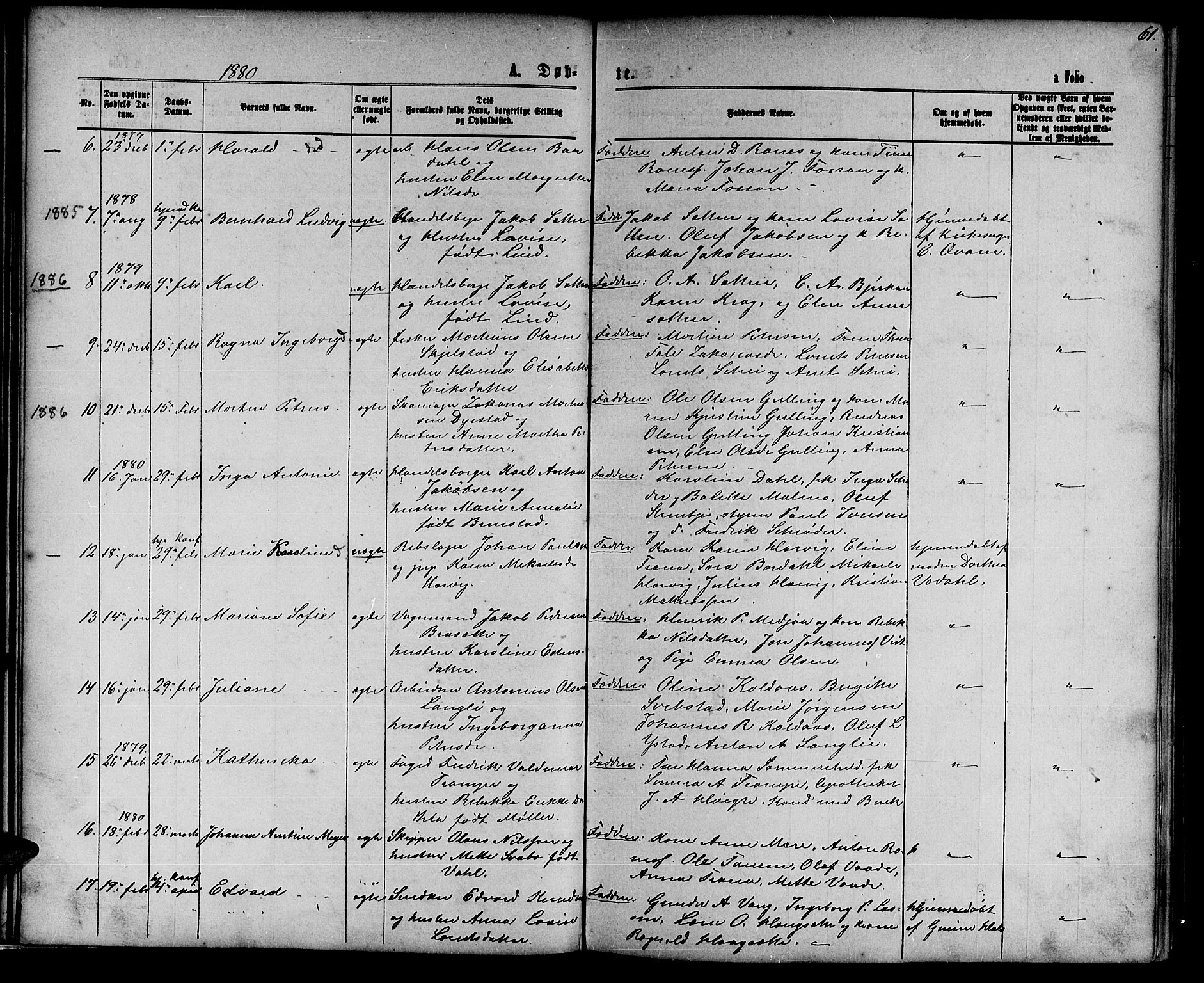 Ministerialprotokoller, klokkerbøker og fødselsregistre - Nord-Trøndelag, AV/SAT-A-1458/739/L0373: Parish register (copy) no. 739C01, 1865-1882, p. 61