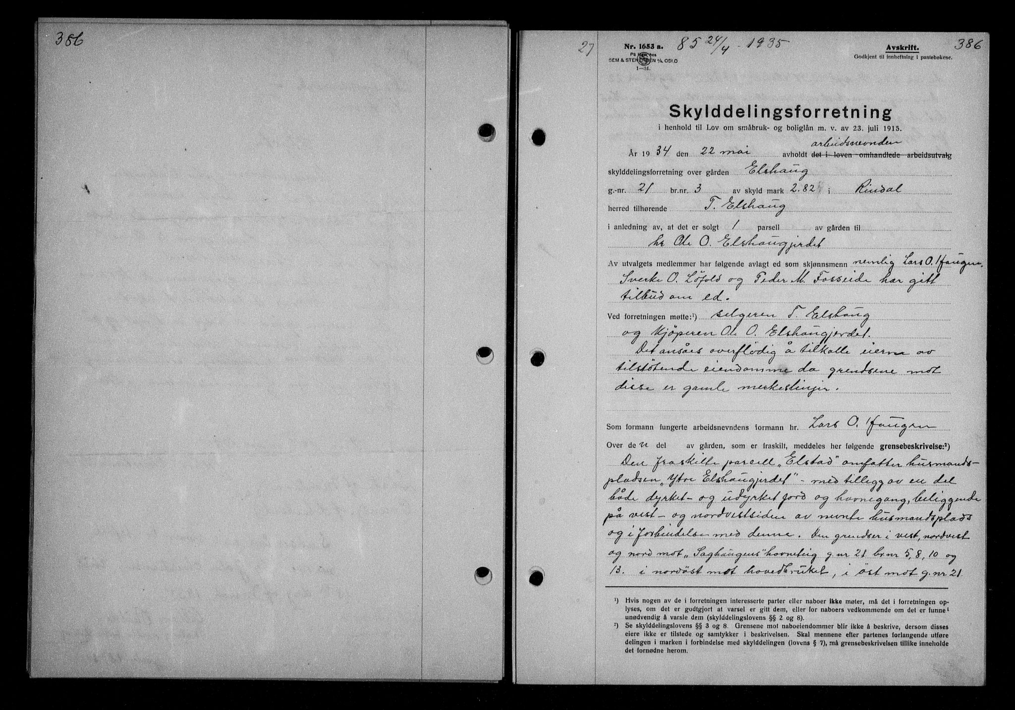 Nordmøre sorenskriveri, AV/SAT-A-4132/1/2/2Ca/L0084: Mortgage book no. 74, 1935-1935, Deed date: 24.04.1935