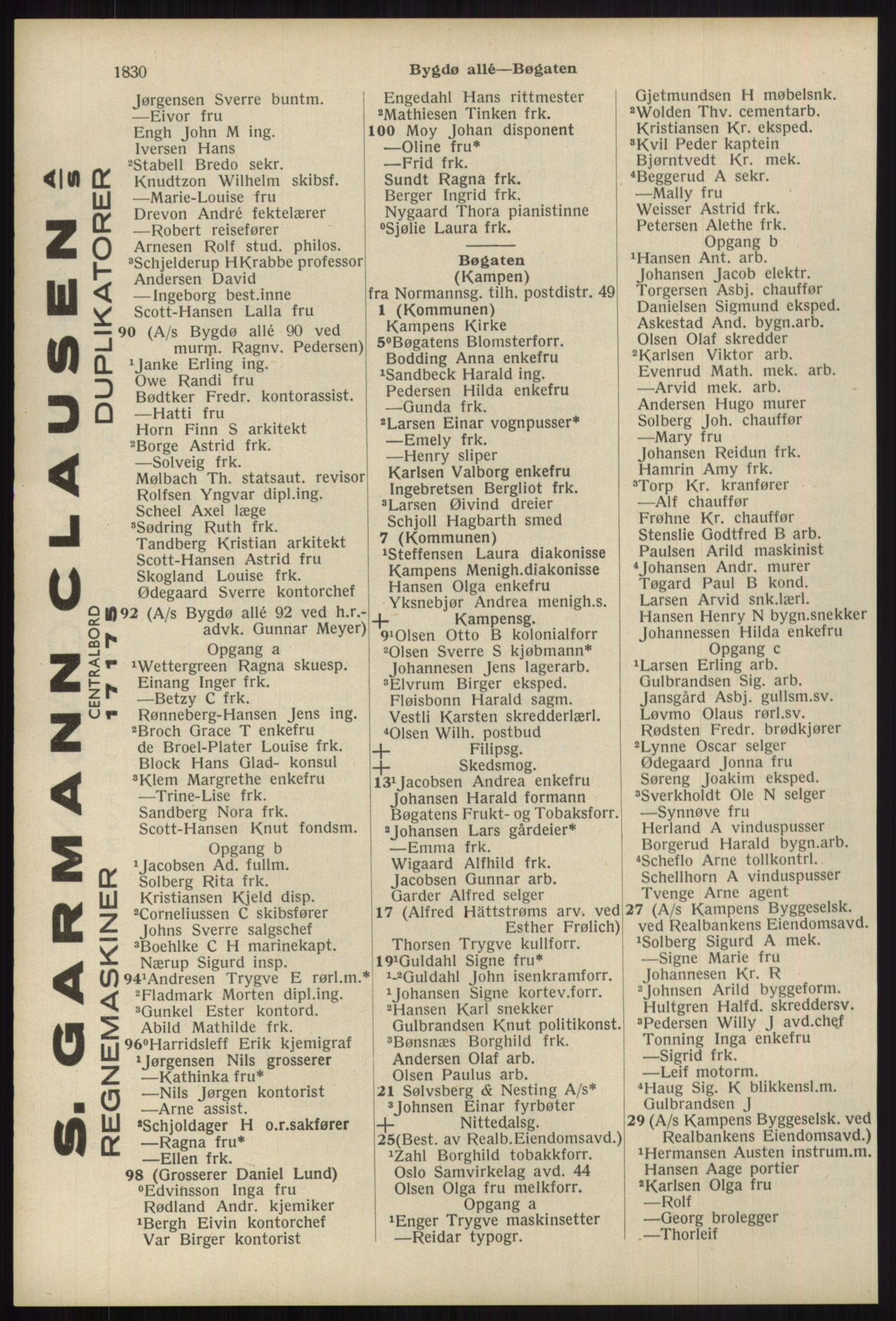 Kristiania/Oslo adressebok, PUBL/-, 1939, p. 1830