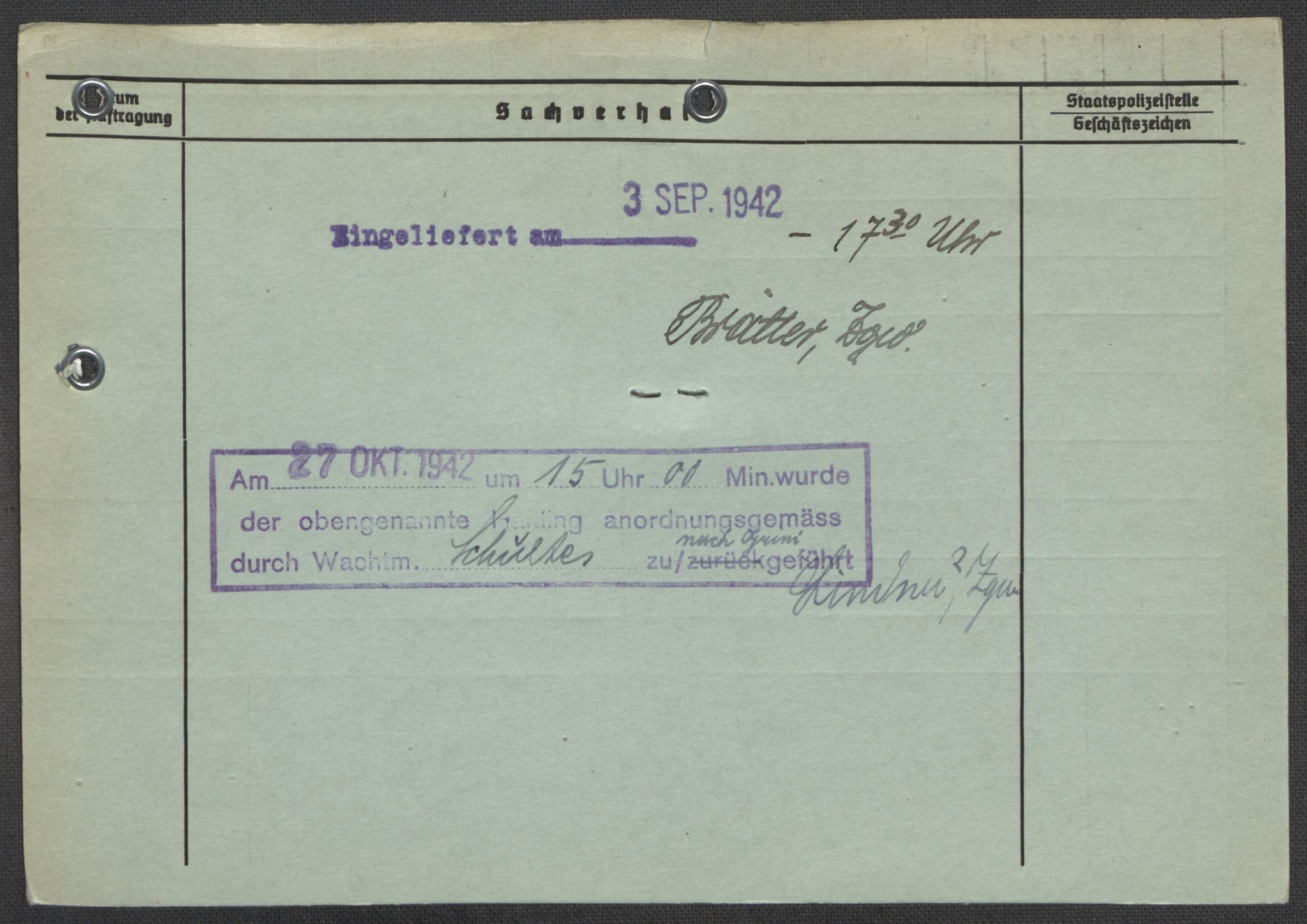 Befehlshaber der Sicherheitspolizei und des SD, AV/RA-RAFA-5969/E/Ea/Eaa/L0006: Register over norske fanger i Møllergata 19: Kj-Lund, 1940-1945, p. 1020