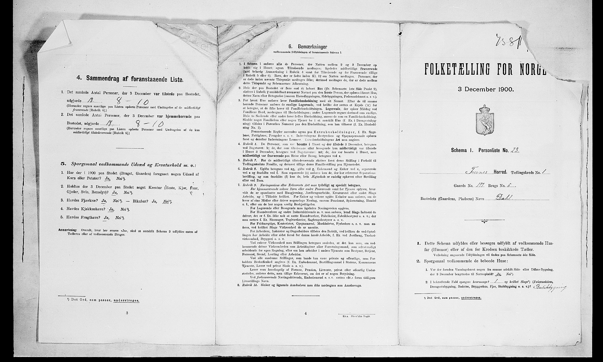 SAH, 1900 census for Furnes, 1900, p. 35