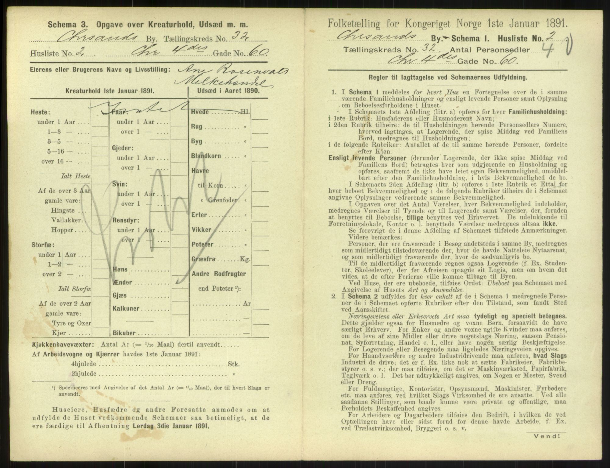 RA, 1891 census for 1001 Kristiansand, 1891, p. 1698