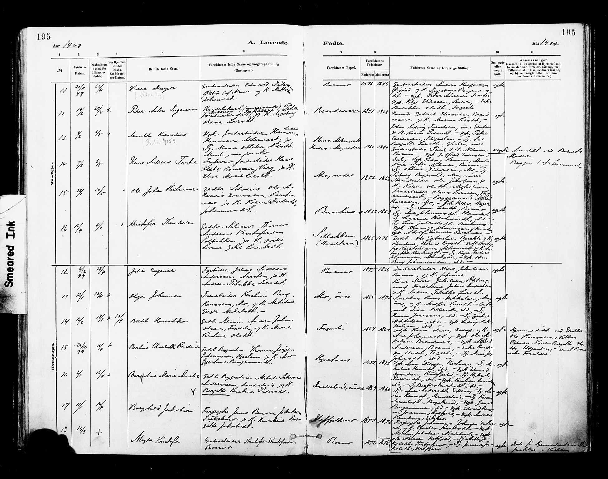Ministerialprotokoller, klokkerbøker og fødselsregistre - Nordland, AV/SAT-A-1459/827/L0400: Parish register (official) no. 827A12, 1883-1903, p. 195