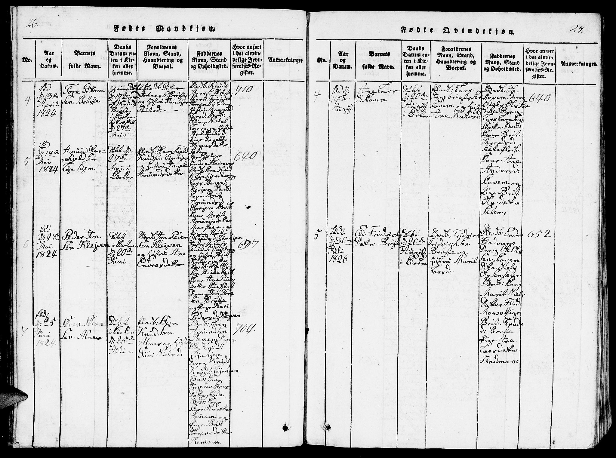 Ministerialprotokoller, klokkerbøker og fødselsregistre - Møre og Romsdal, SAT/A-1454/546/L0595: Parish register (copy) no. 546C01, 1818-1836, p. 26-27