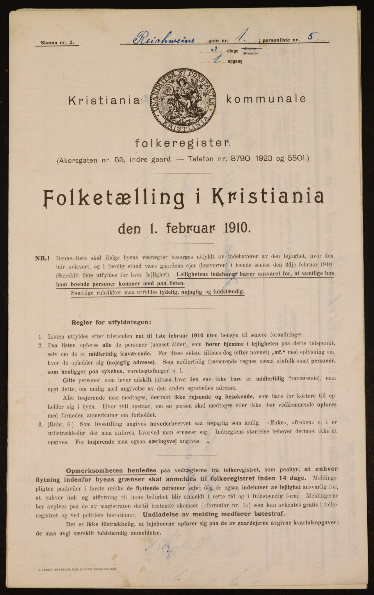 OBA, Municipal Census 1910 for Kristiania, 1910, p. 79005