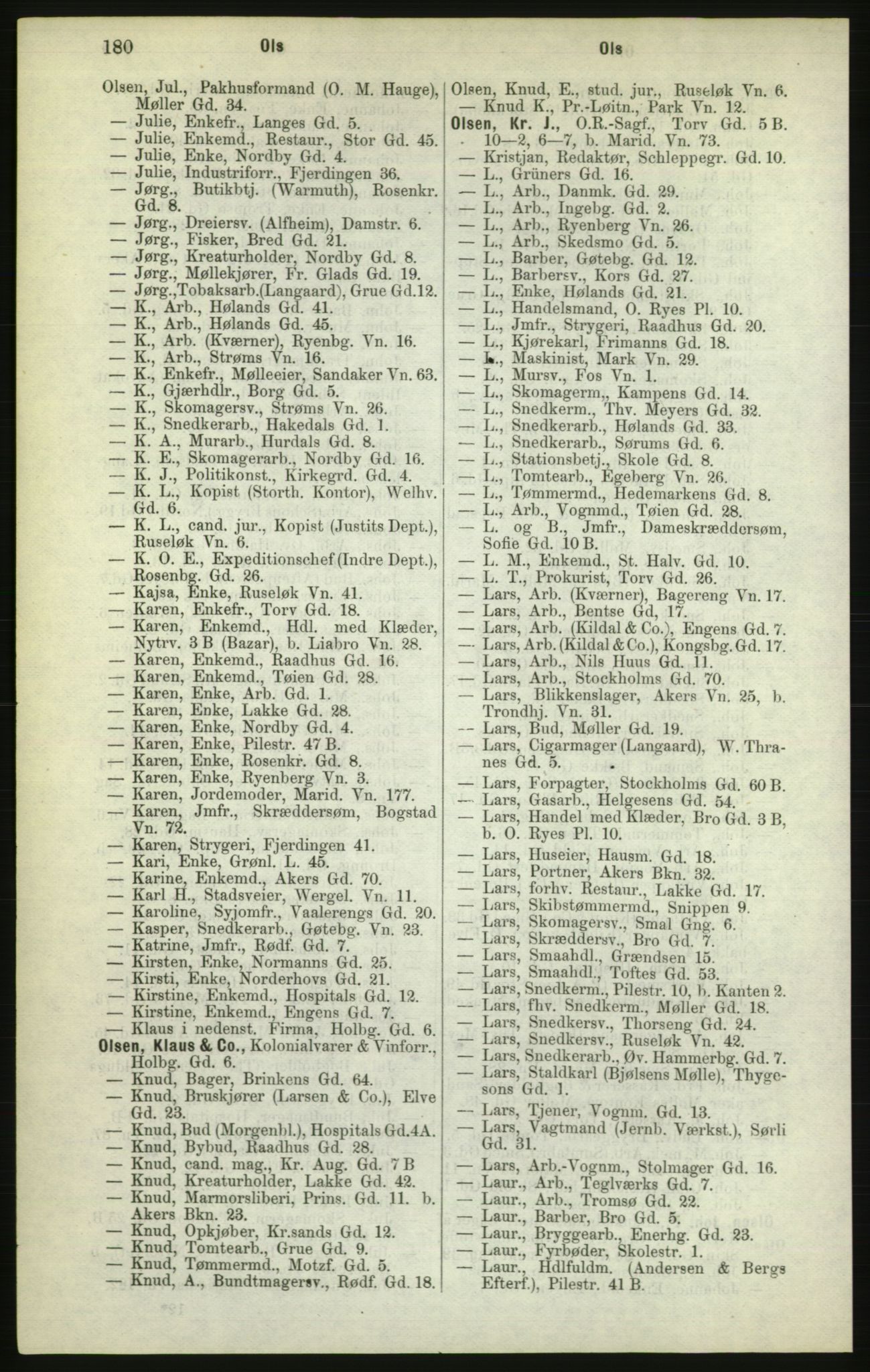 Kristiania/Oslo adressebok, PUBL/-, 1882, p. 180