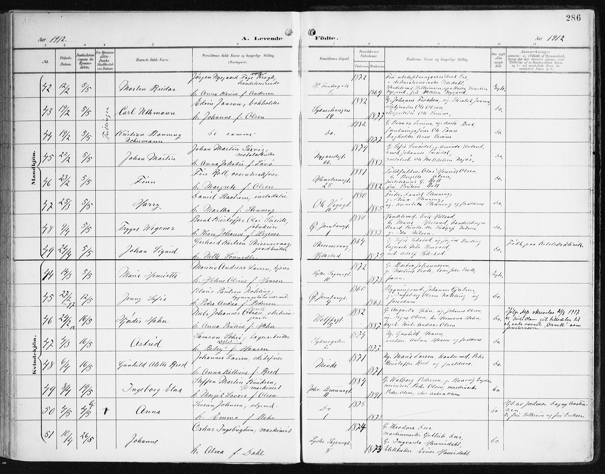 Johanneskirken sokneprestembete, AV/SAB-A-76001/H/Haa/L0002: Parish register (official) no. A 2, 1900-1912, p. 286
