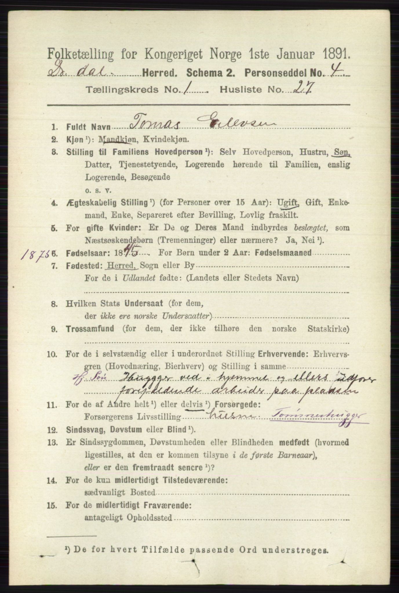 RA, 1891 census for 0817 Drangedal, 1891, p. 240