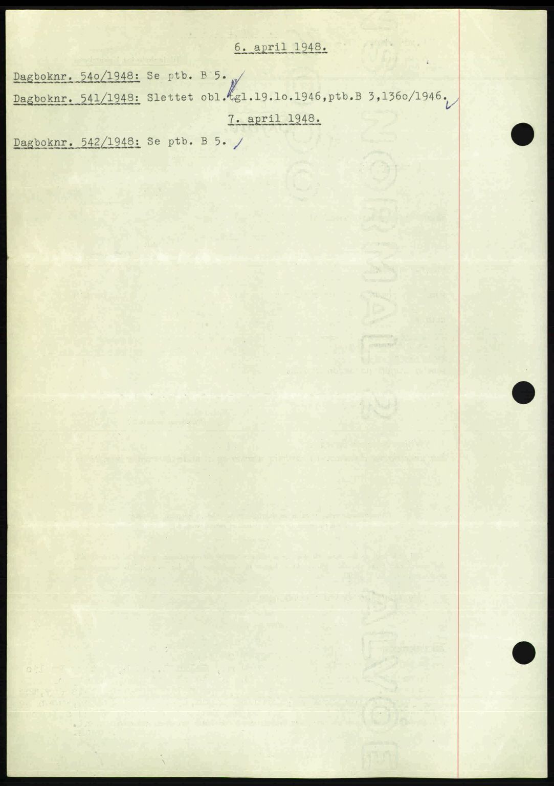 Nedenes sorenskriveri, SAK/1221-0006/G/Gb/Gba/L0059: Mortgage book no. A11, 1948-1948, Diary no: : 540/1948