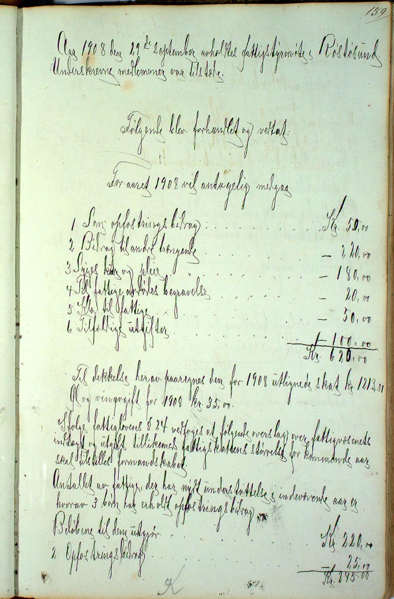 Austevoll kommune. Fattigstyret, IKAH/1244-311/A/Aa/L0001a: Møtebok for Austevoll sokn fattigkommisjon , 1846-1922, p. 159a