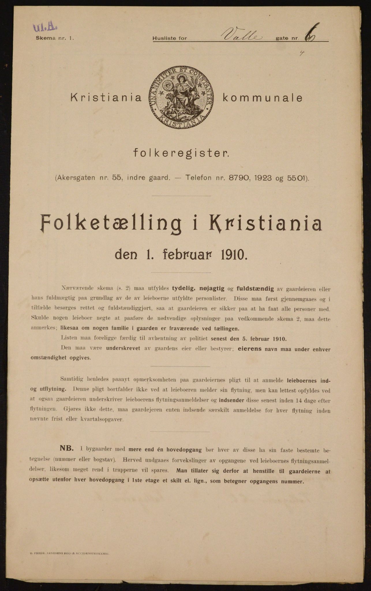 OBA, Municipal Census 1910 for Kristiania, 1910, p. 115495