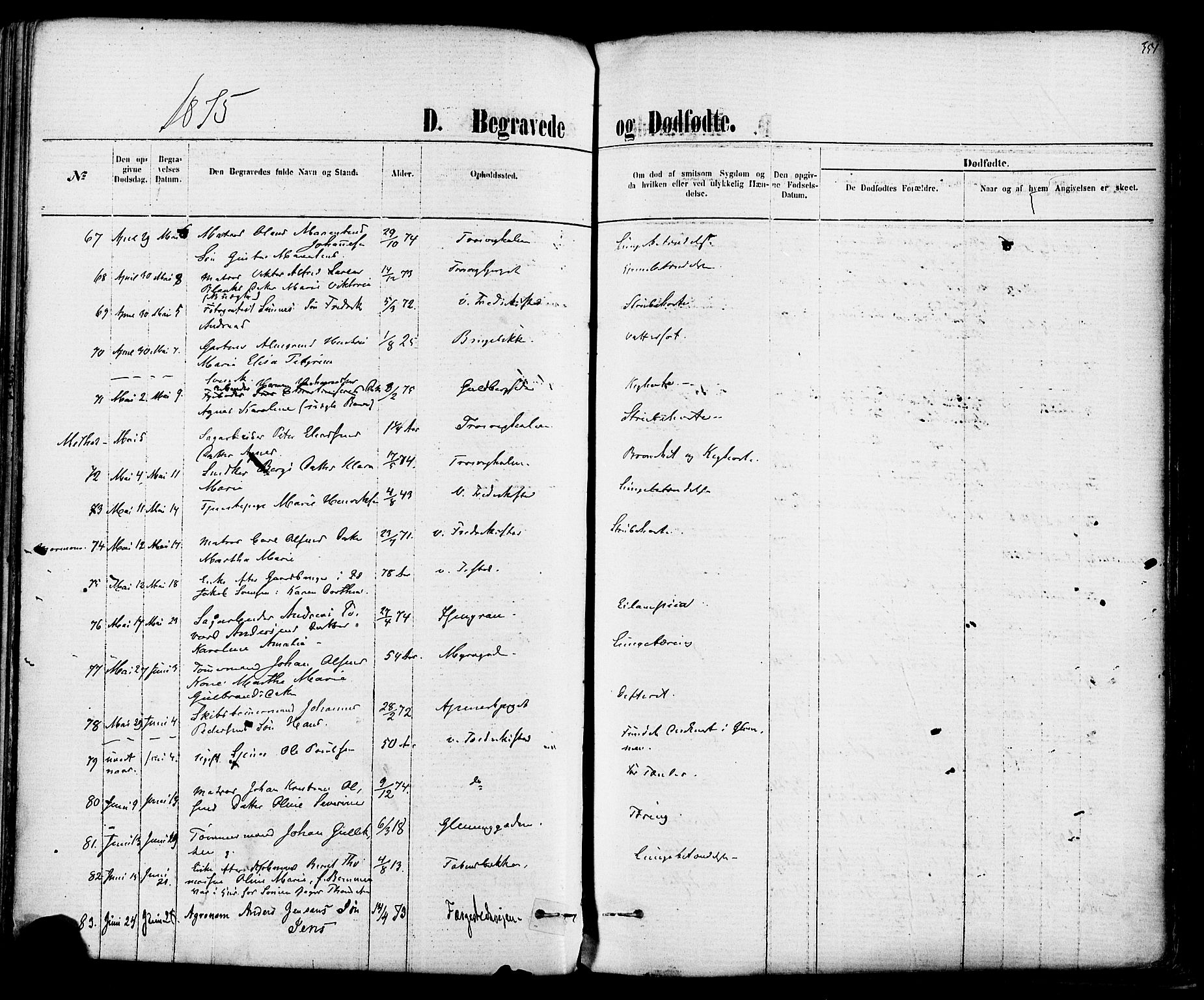 Fredrikstad domkirkes prestekontor Kirkebøker, SAO/A-10906/F/Fa/L0001: Parish register (official) no. 1, 1871-1878, p. 351