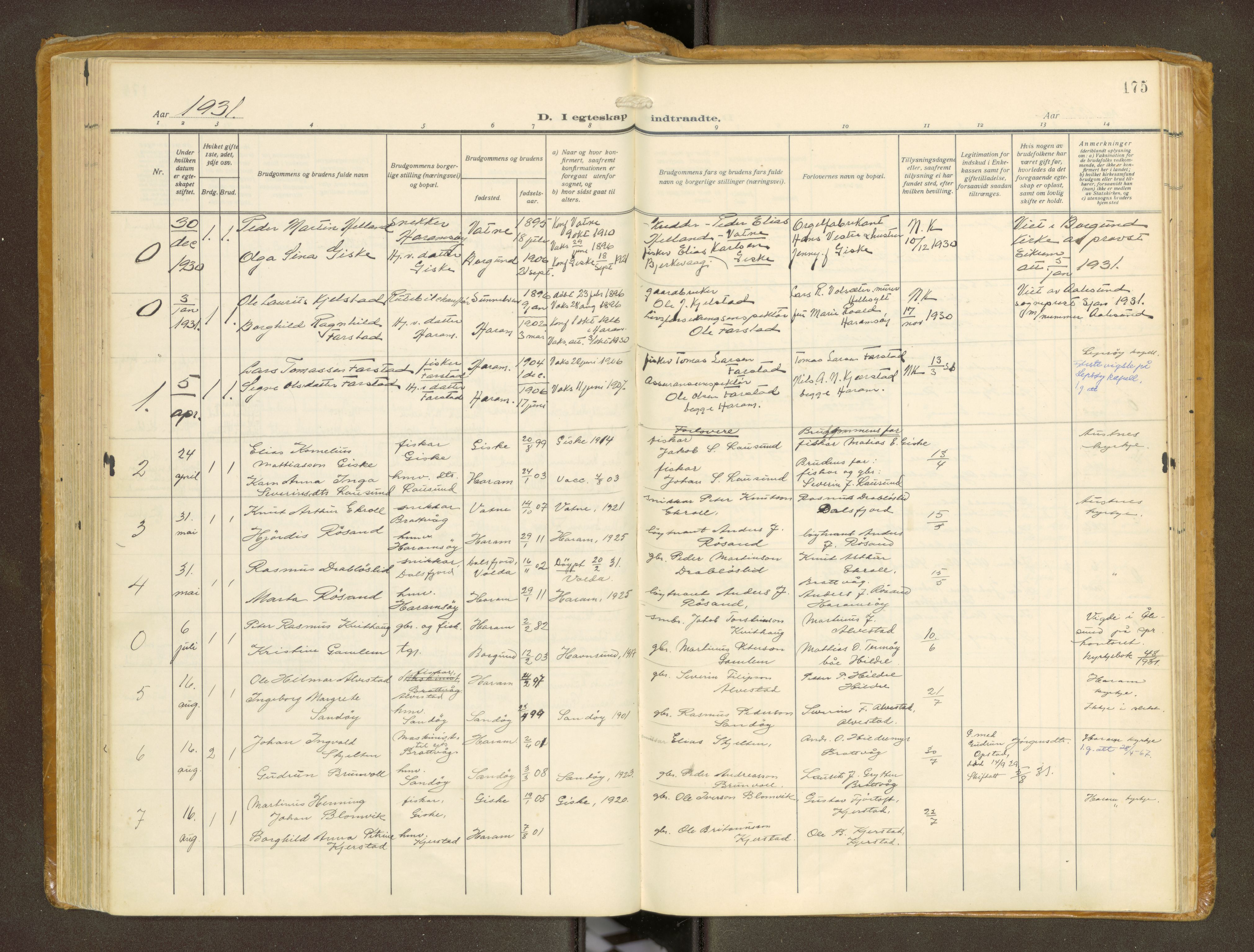 Ministerialprotokoller, klokkerbøker og fødselsregistre - Møre og Romsdal, AV/SAT-A-1454/536/L0518: Parish register (official) no. 536A--, 1914-1931, p. 175