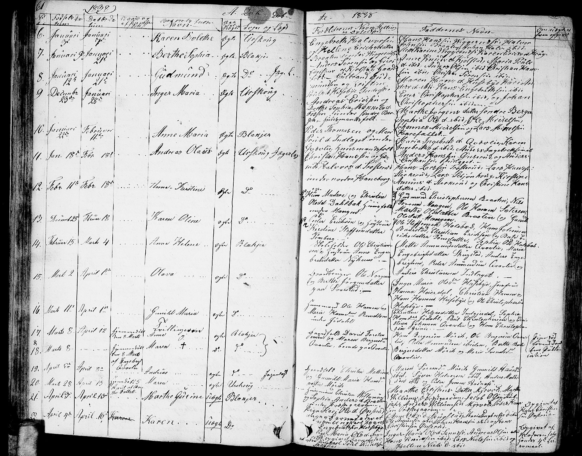 Aurskog prestekontor Kirkebøker, AV/SAO-A-10304a/G/Ga/L0002: Parish register (copy) no. I 2, 1829-1857, p. 61