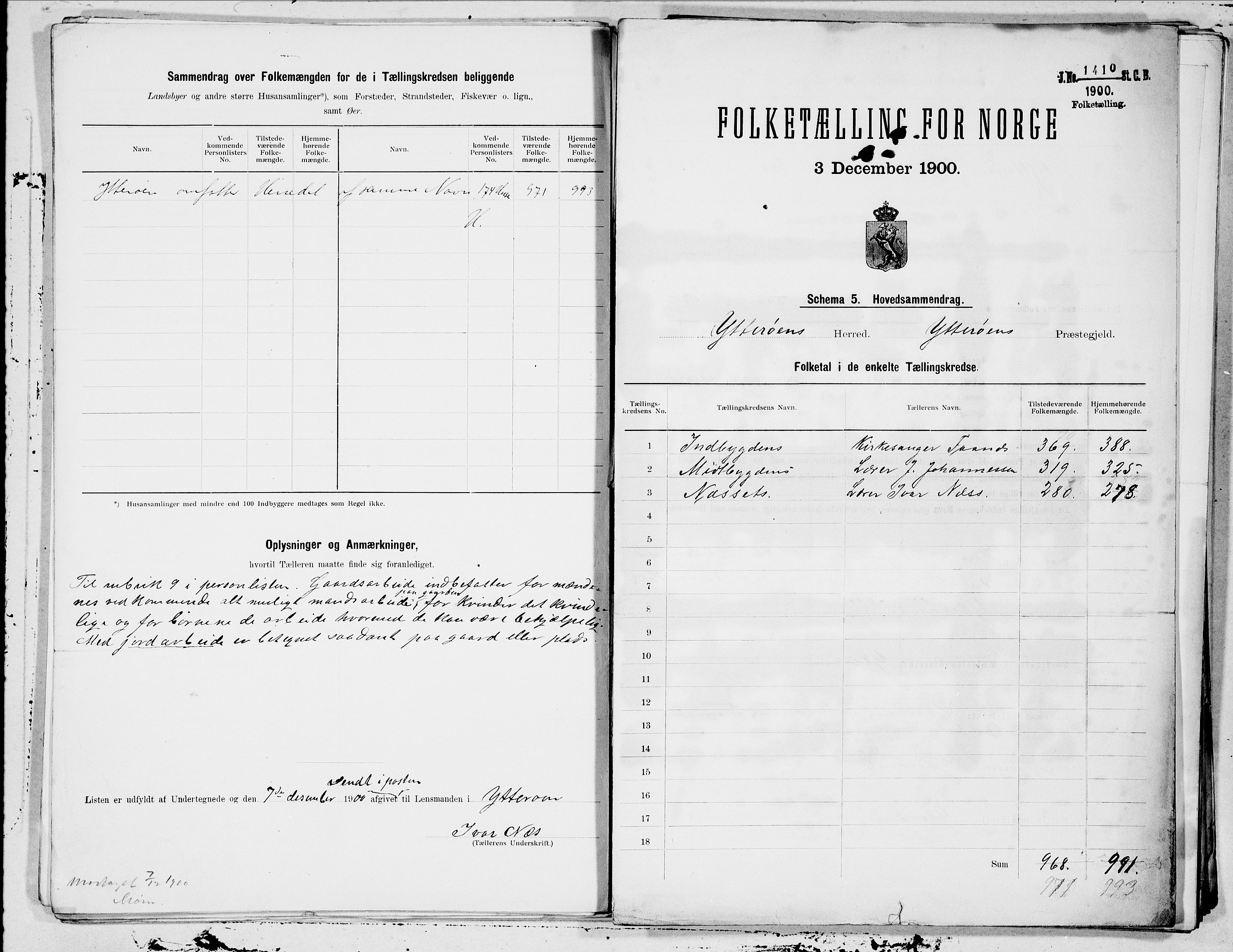 SAT, 1900 census for Ytterøy, 1900, p. 8