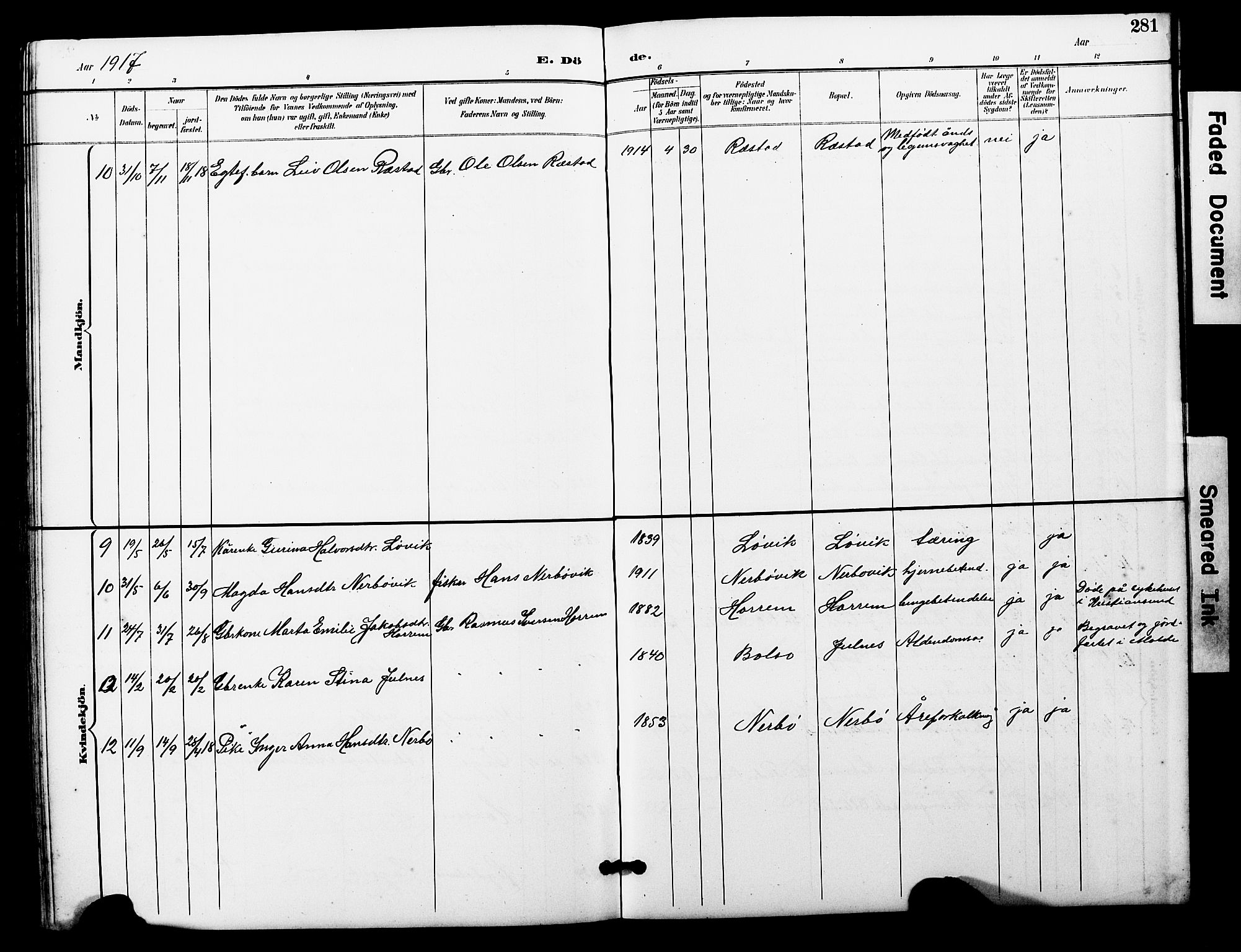 Ministerialprotokoller, klokkerbøker og fødselsregistre - Møre og Romsdal, AV/SAT-A-1454/560/L0725: Parish register (copy) no. 560C02, 1895-1930, p. 281