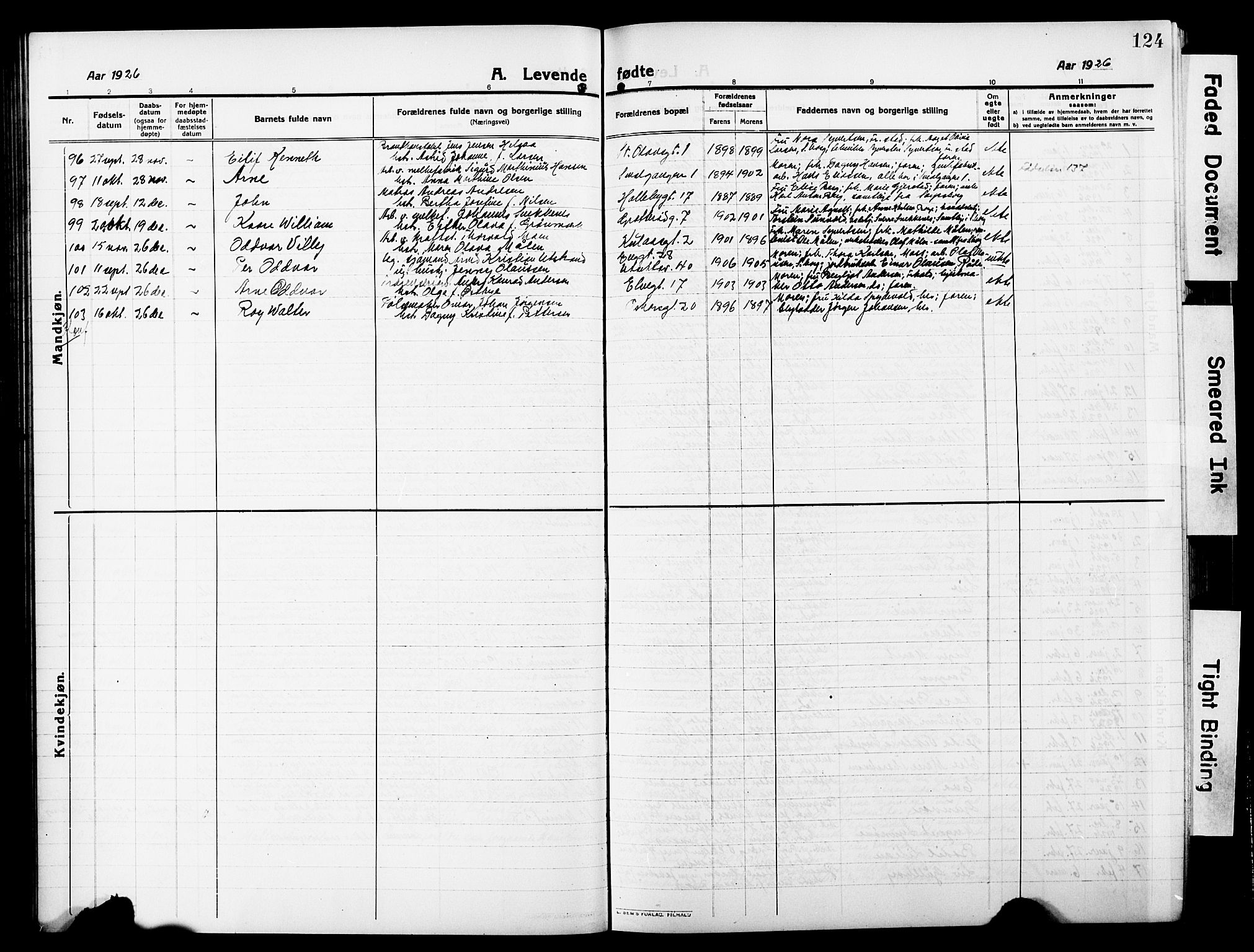 Sarpsborg prestekontor Kirkebøker, SAO/A-2006/G/Ga/L0002: Parish register (copy) no. 2, 1912-1931, p. 124