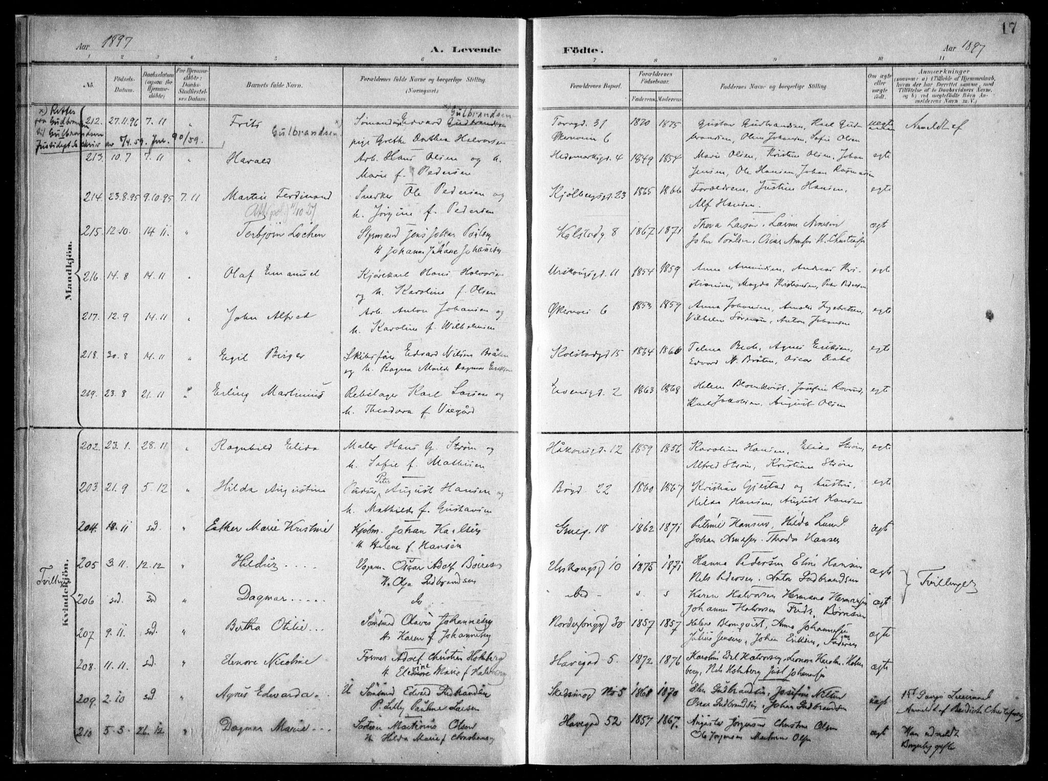 Kampen prestekontor Kirkebøker, SAO/A-10853/F/Fa/L0007: Parish register (official) no. I 7, 1897-1905, p. 17