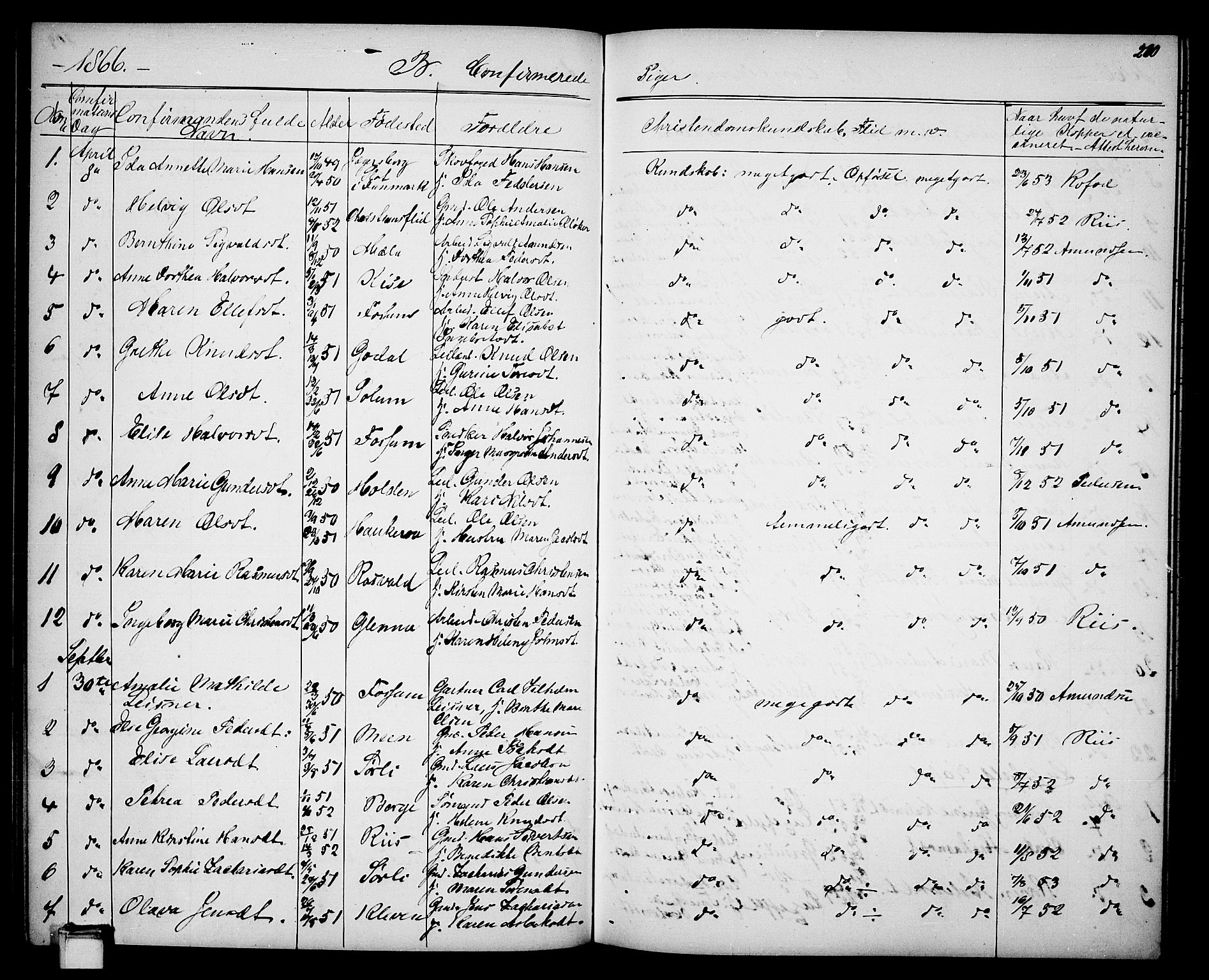Gjerpen kirkebøker, SAKO/A-265/G/Ga/L0001: Parish register (copy) no. I 1, 1864-1882, p. 210