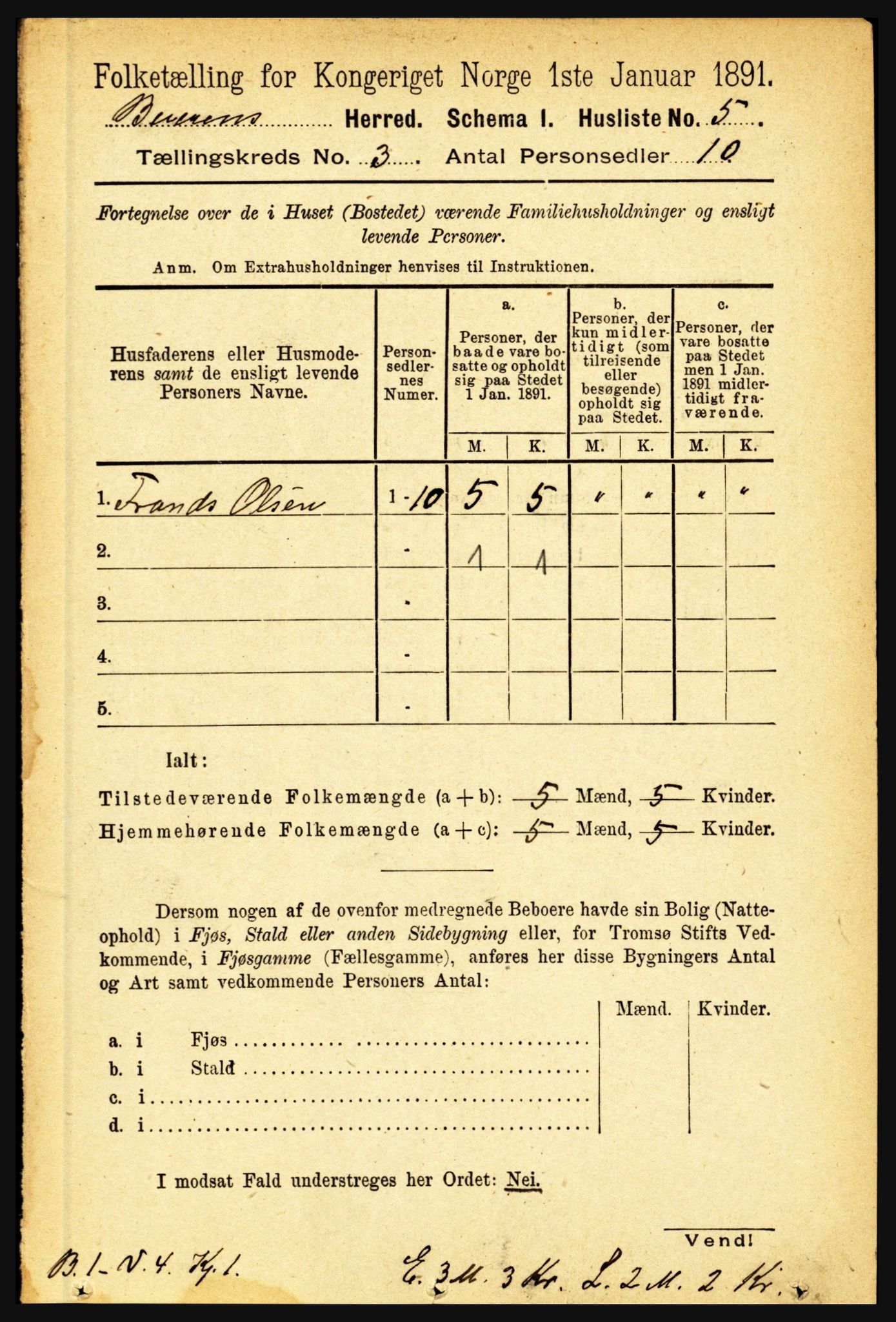 RA, 1891 census for 1839 Beiarn, 1891, p. 960