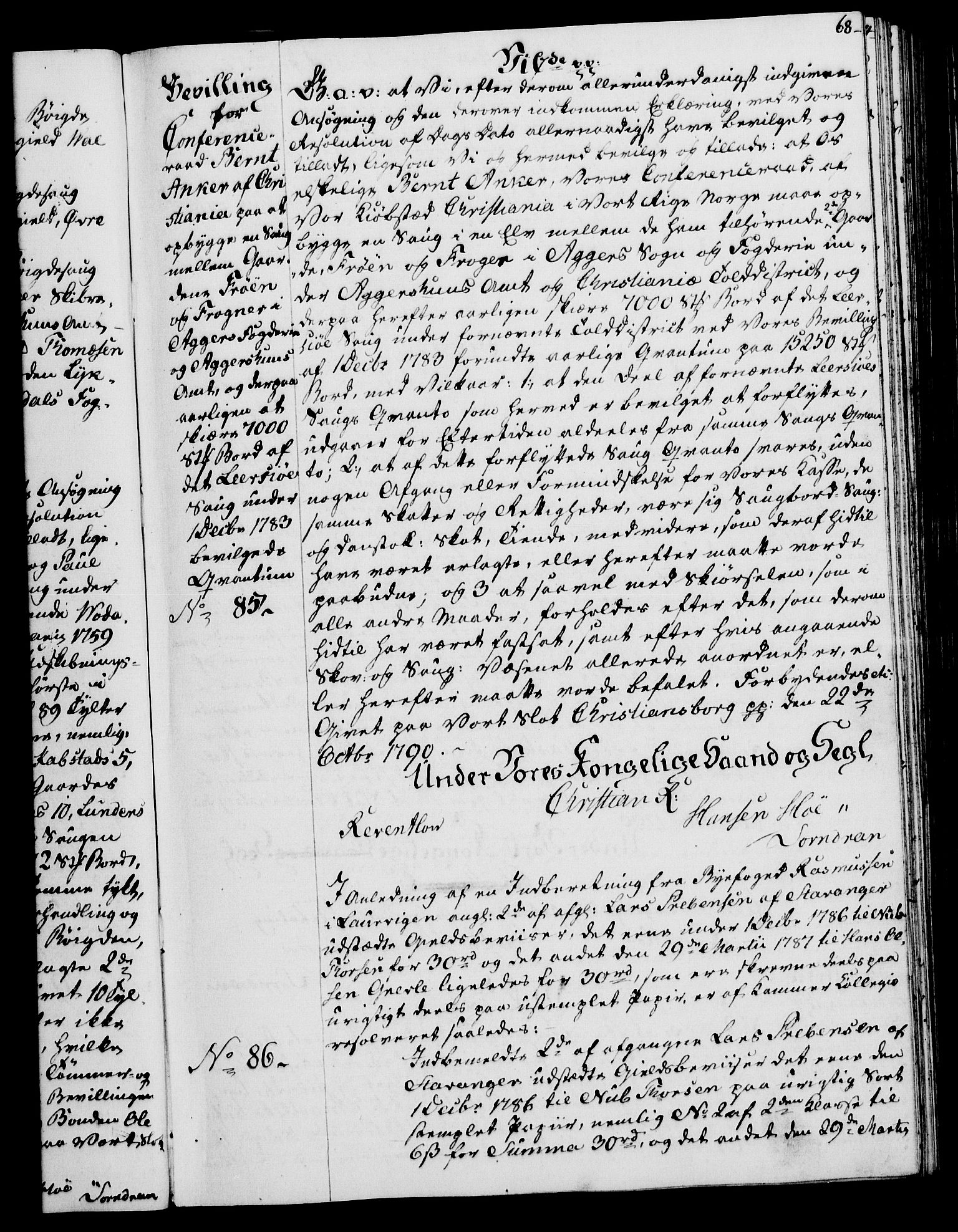 Rentekammeret, Kammerkanselliet, RA/EA-3111/G/Gg/Gga/L0015: Norsk ekspedisjonsprotokoll med register (merket RK 53.15), 1790-1791, p. 68