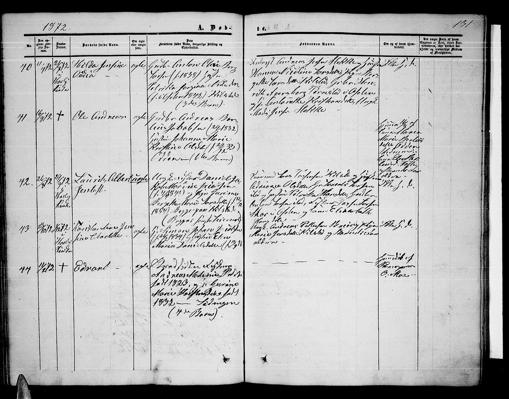 Ministerialprotokoller, klokkerbøker og fødselsregistre - Nordland, AV/SAT-A-1459/872/L1046: Parish register (copy) no. 872C02, 1852-1879, p. 131