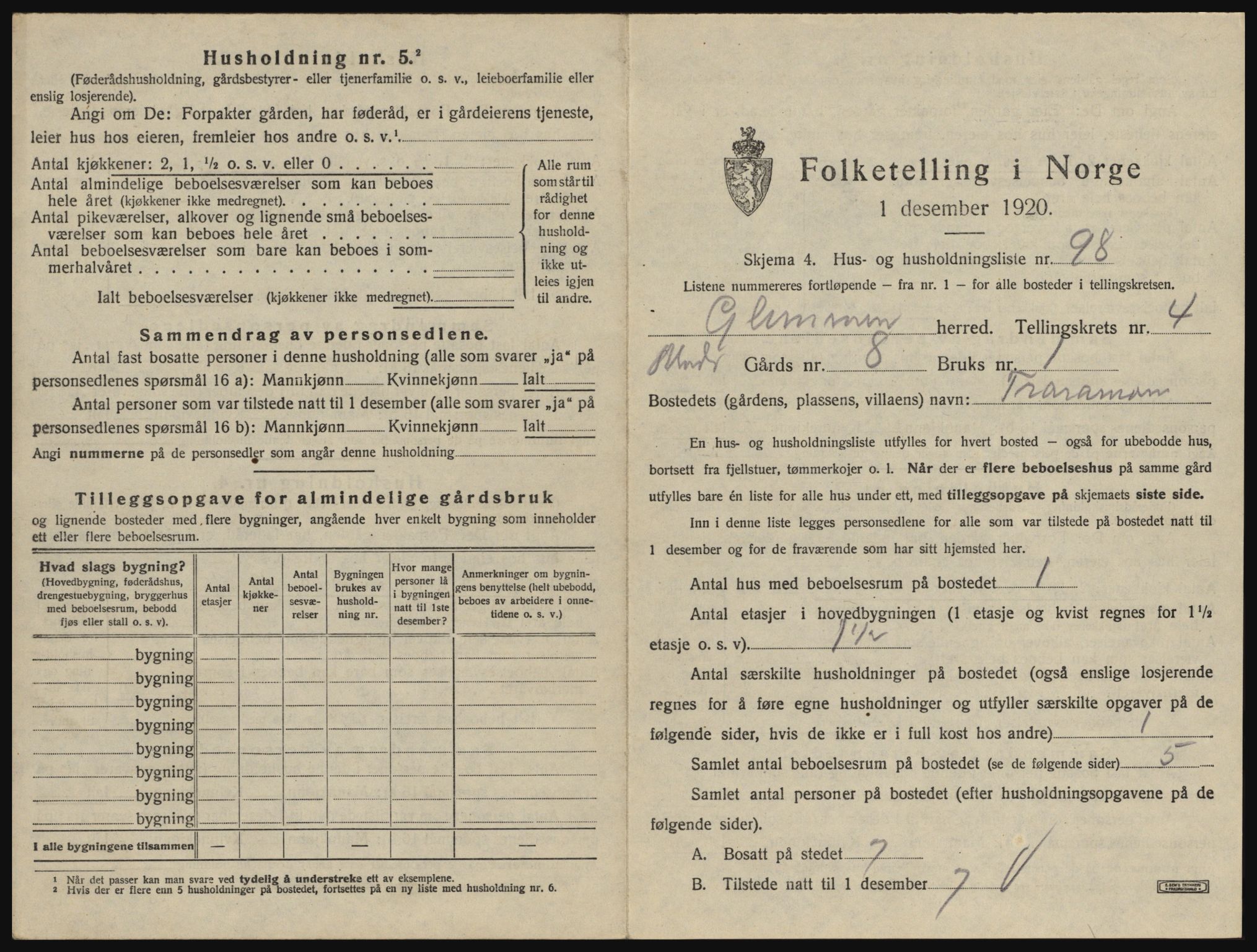 SAO, 1920 census for Glemmen, 1920, p. 1383