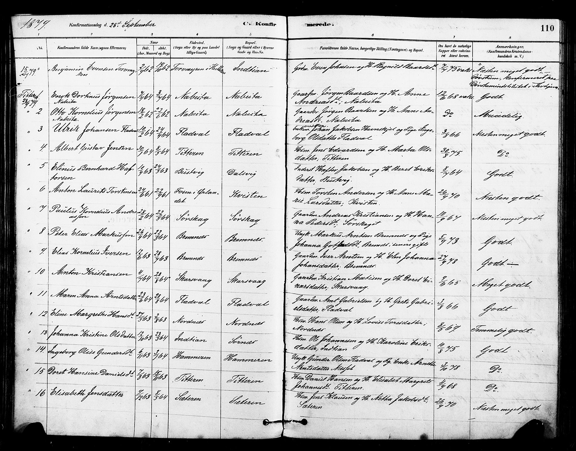 Ministerialprotokoller, klokkerbøker og fødselsregistre - Sør-Trøndelag, SAT/A-1456/640/L0578: Parish register (official) no. 640A03, 1879-1889, p. 110