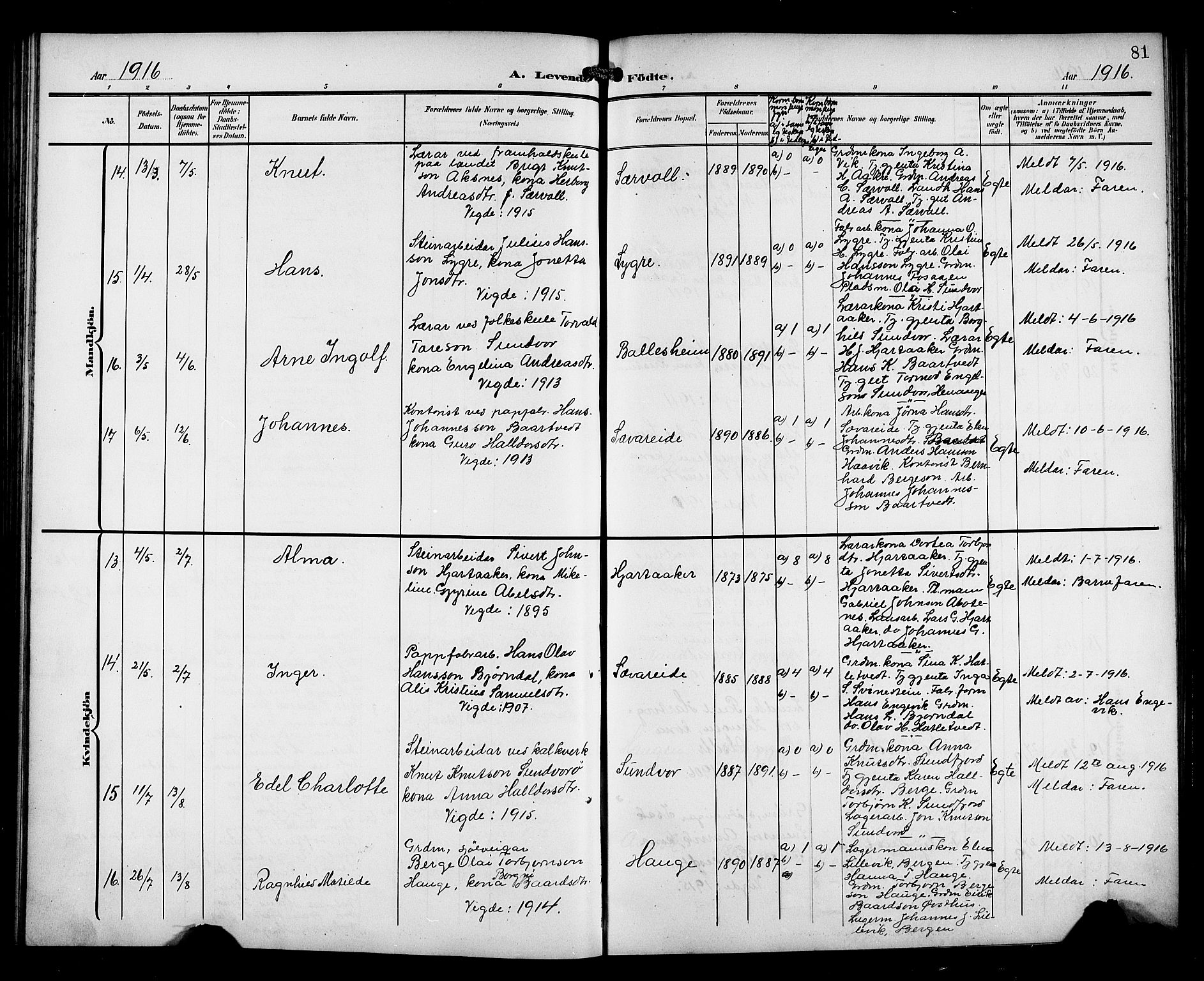 Fusa sokneprestembete, AV/SAB-A-75401/H/Hab: Parish register (copy) no. C 3, 1903-1920, p. 81