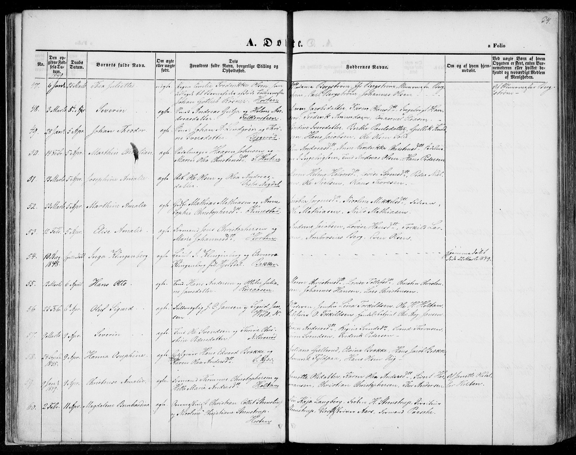 Borre kirkebøker, SAKO/A-338/F/Fa/L0005: Parish register (official) no. I 5, 1845-1851, p. 34